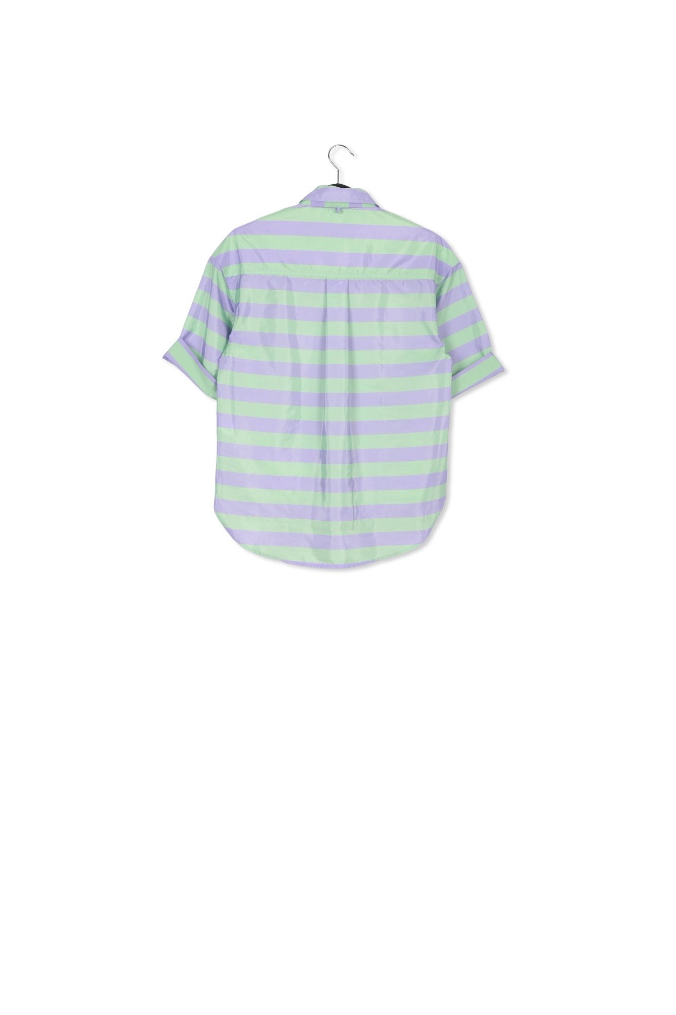 Lilac and mint green striped shirt with pussy bow RE—SSENTIEL | Essentiel second hand