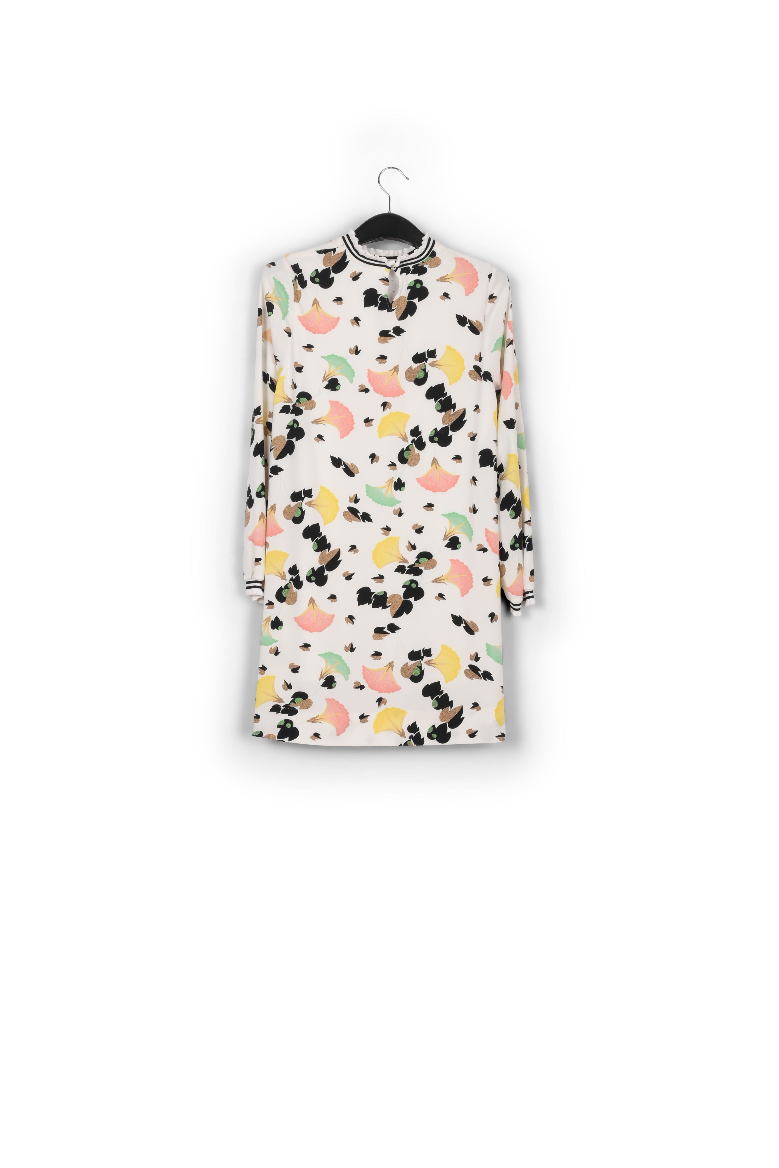 White A-line mini dress with floral print RE—SSENTIEL | Essentiel second hand