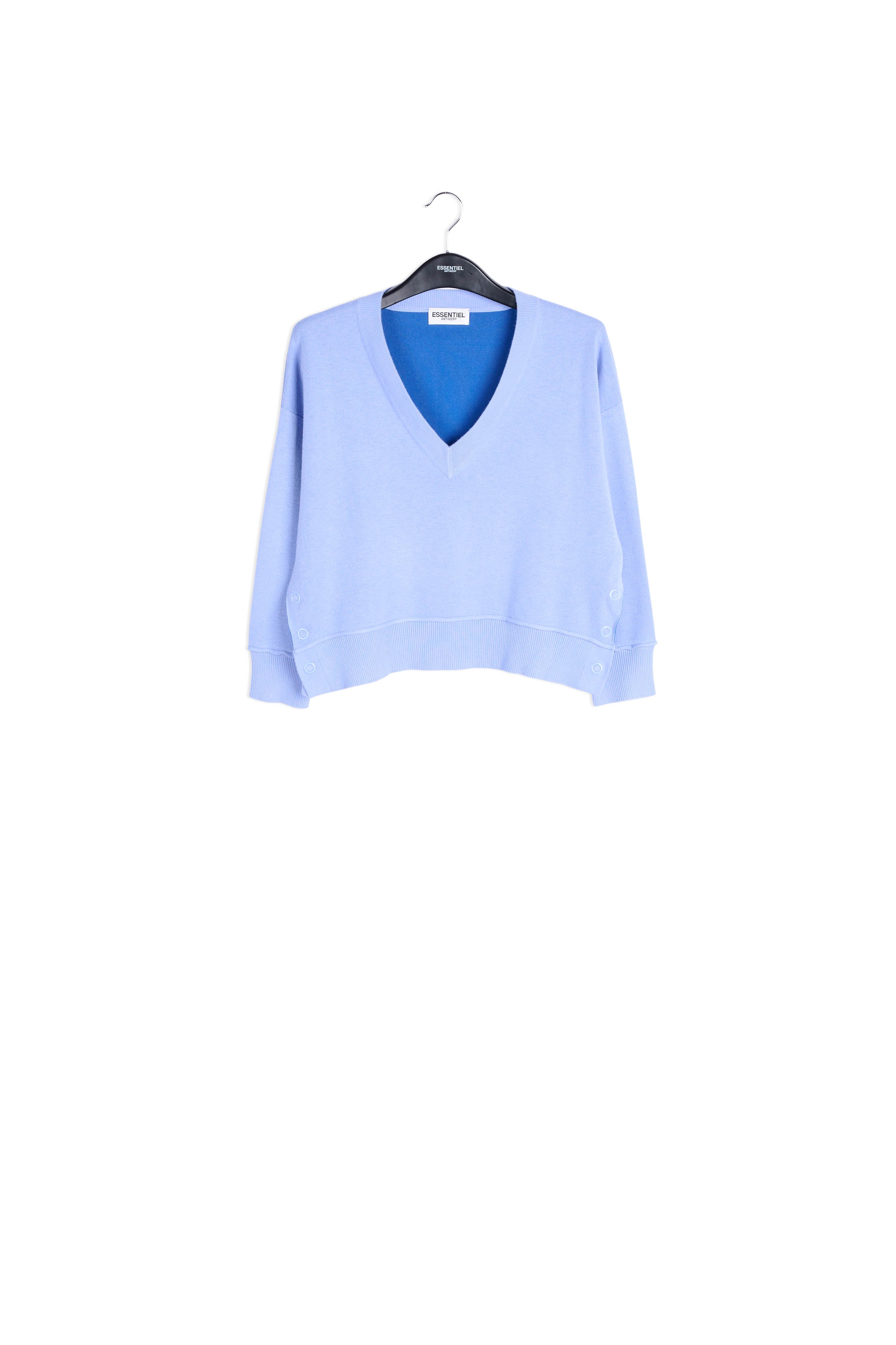 Pull carré bleu clair à encolure v RE—SSENTIEL | Essentiel second hand