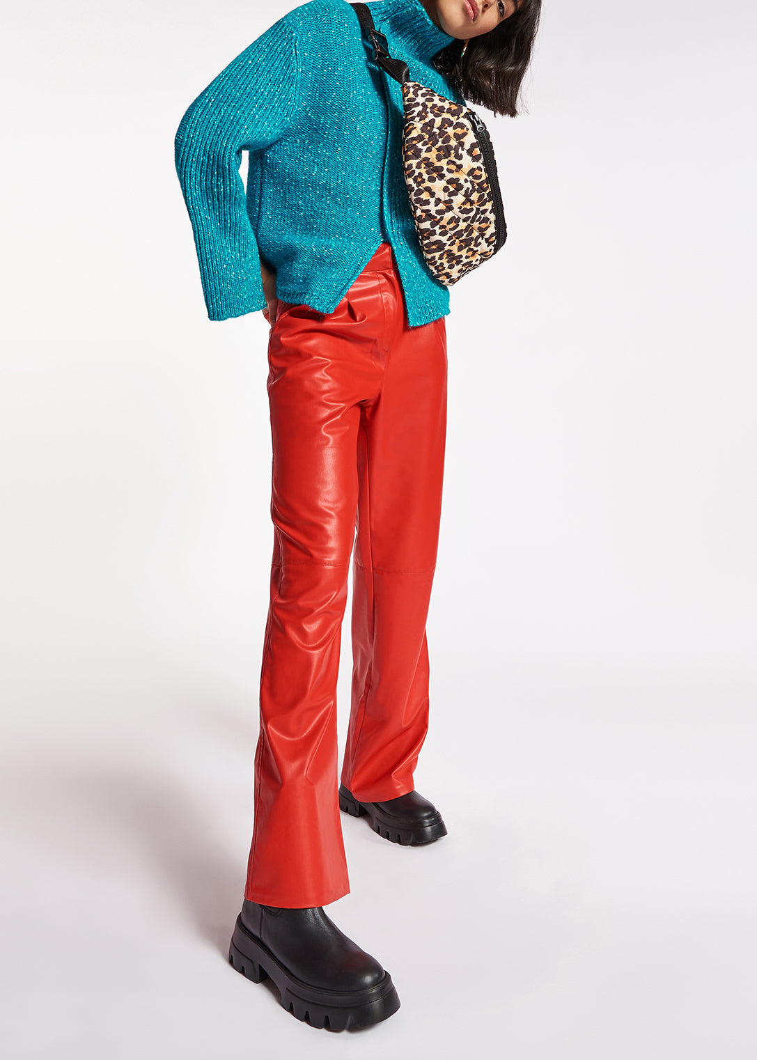 Blue mélange turtleneck knit sweater RE—SSENTIEL | Essentiel second hand