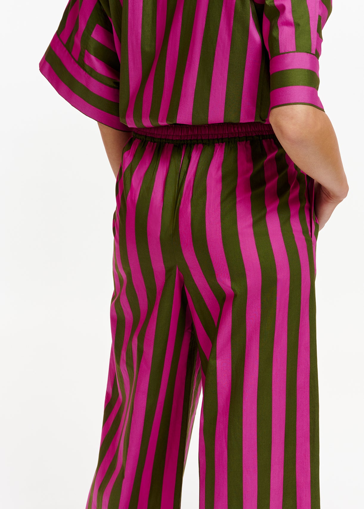 Green and purple striped cotton wide-leg pants RE—SSENTIEL | Essentiel second hand