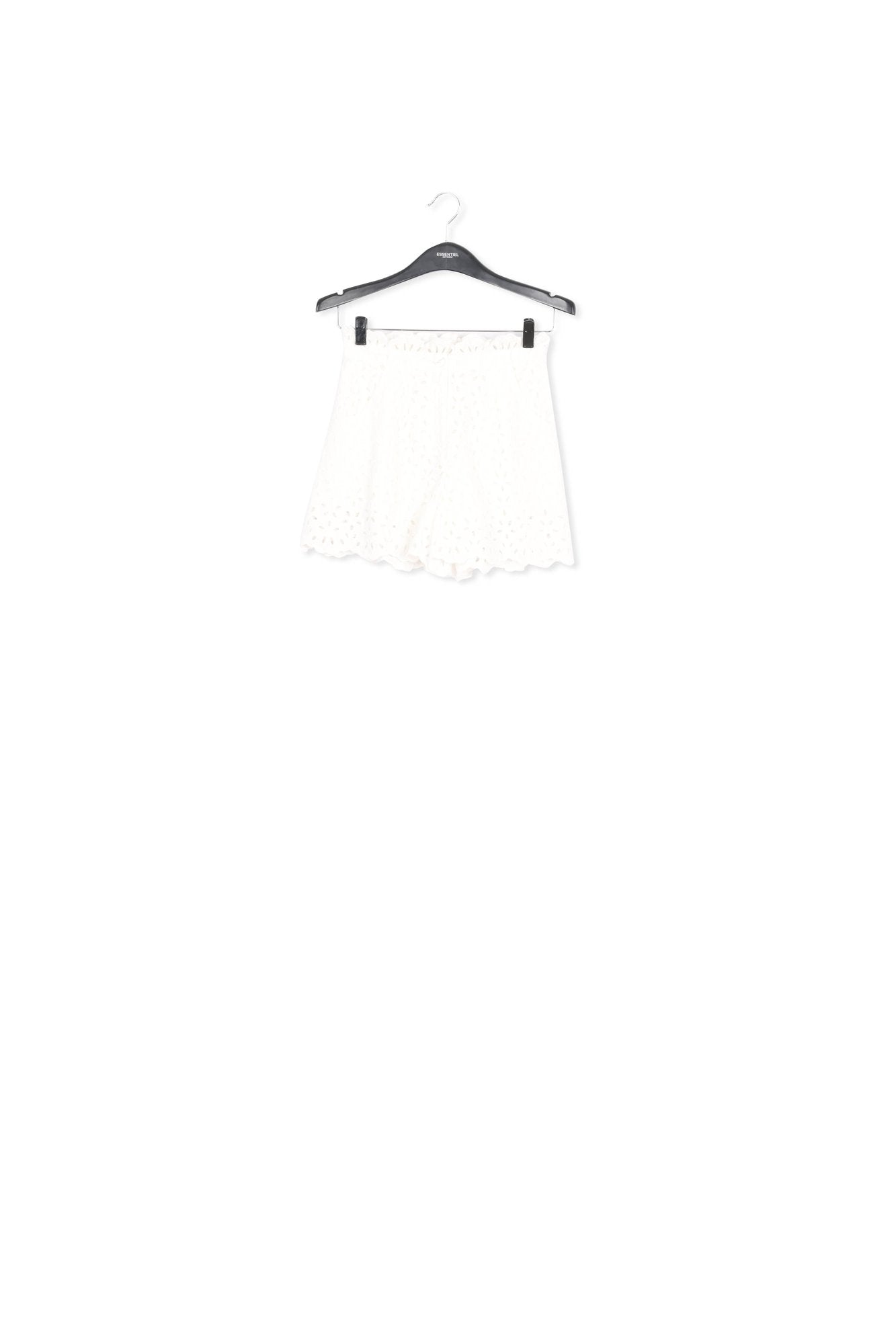 White broderie anglaise cotton shorts RE—SSENTIEL | Essentiel second hand
