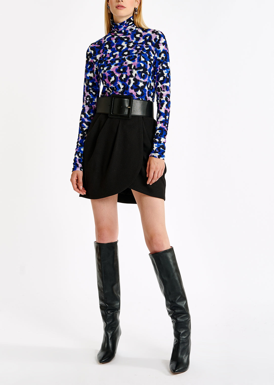 Leopard print turtleneck top RE—SSENTIEL | Essentiel second hand