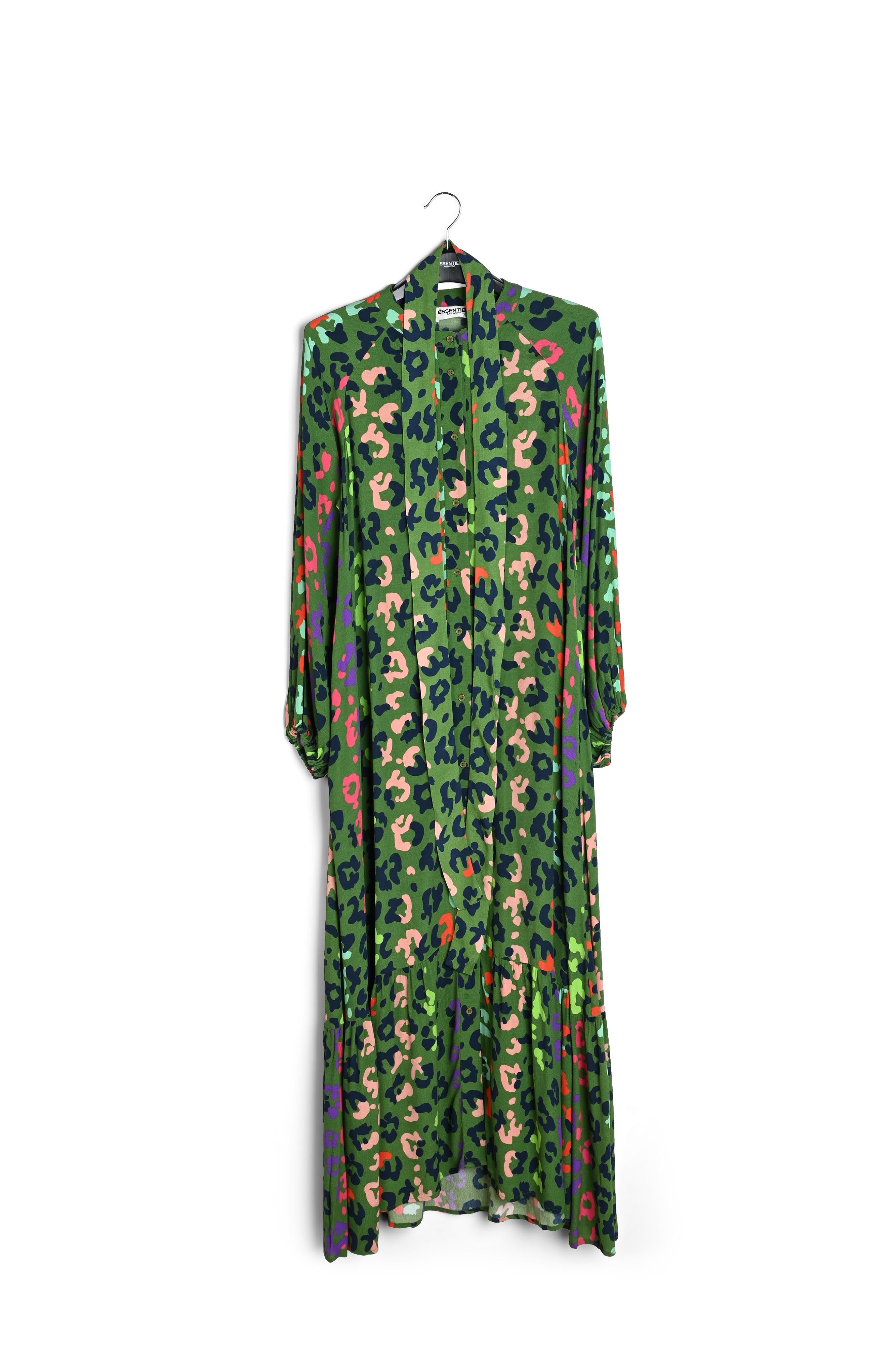 Groene maxi-jurk met luipaardprint RE—SSENTIEL | Essentiel second hand