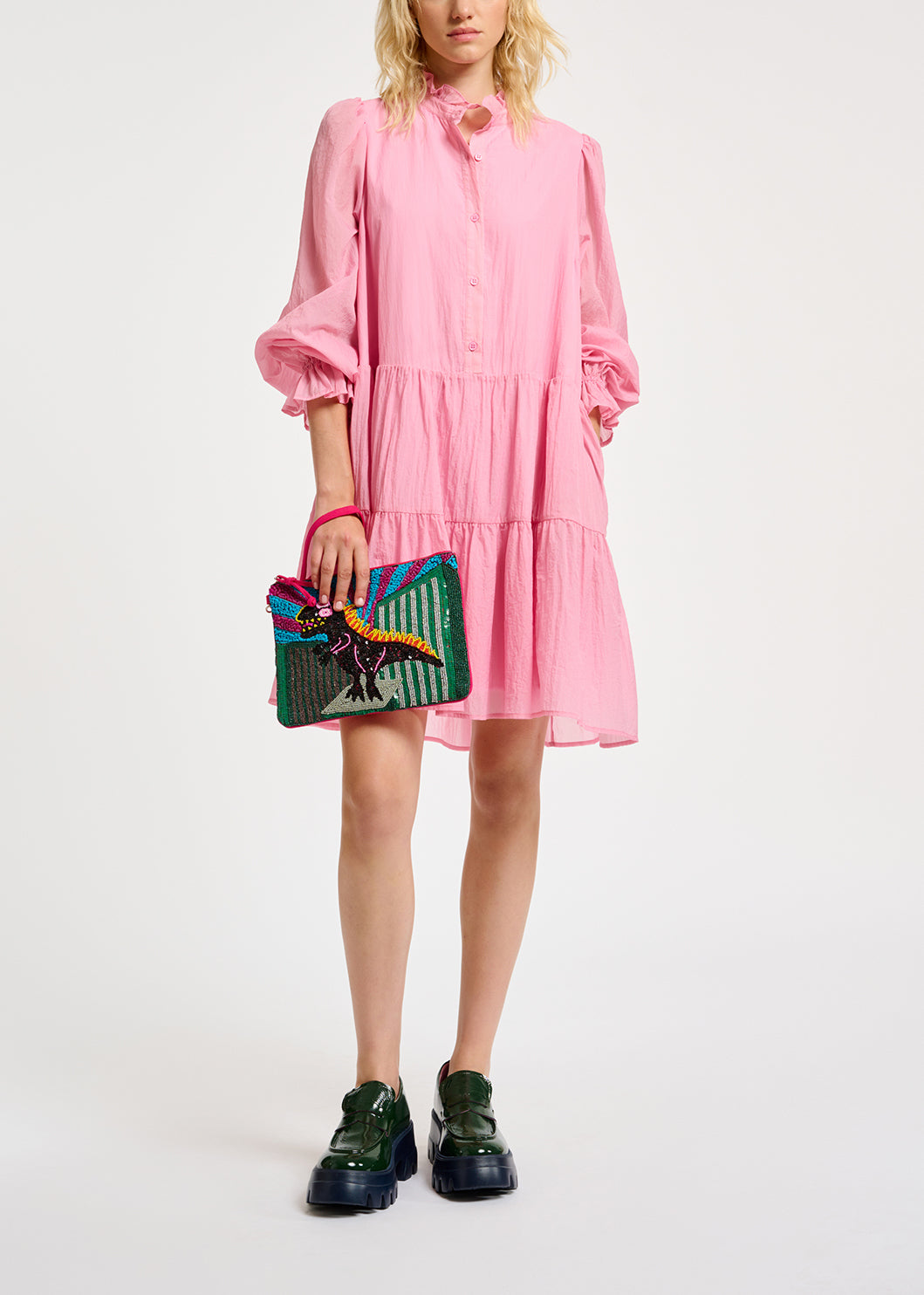 Mini-robe rose clair à volants RE—SSENTIEL | Essentiel second hand