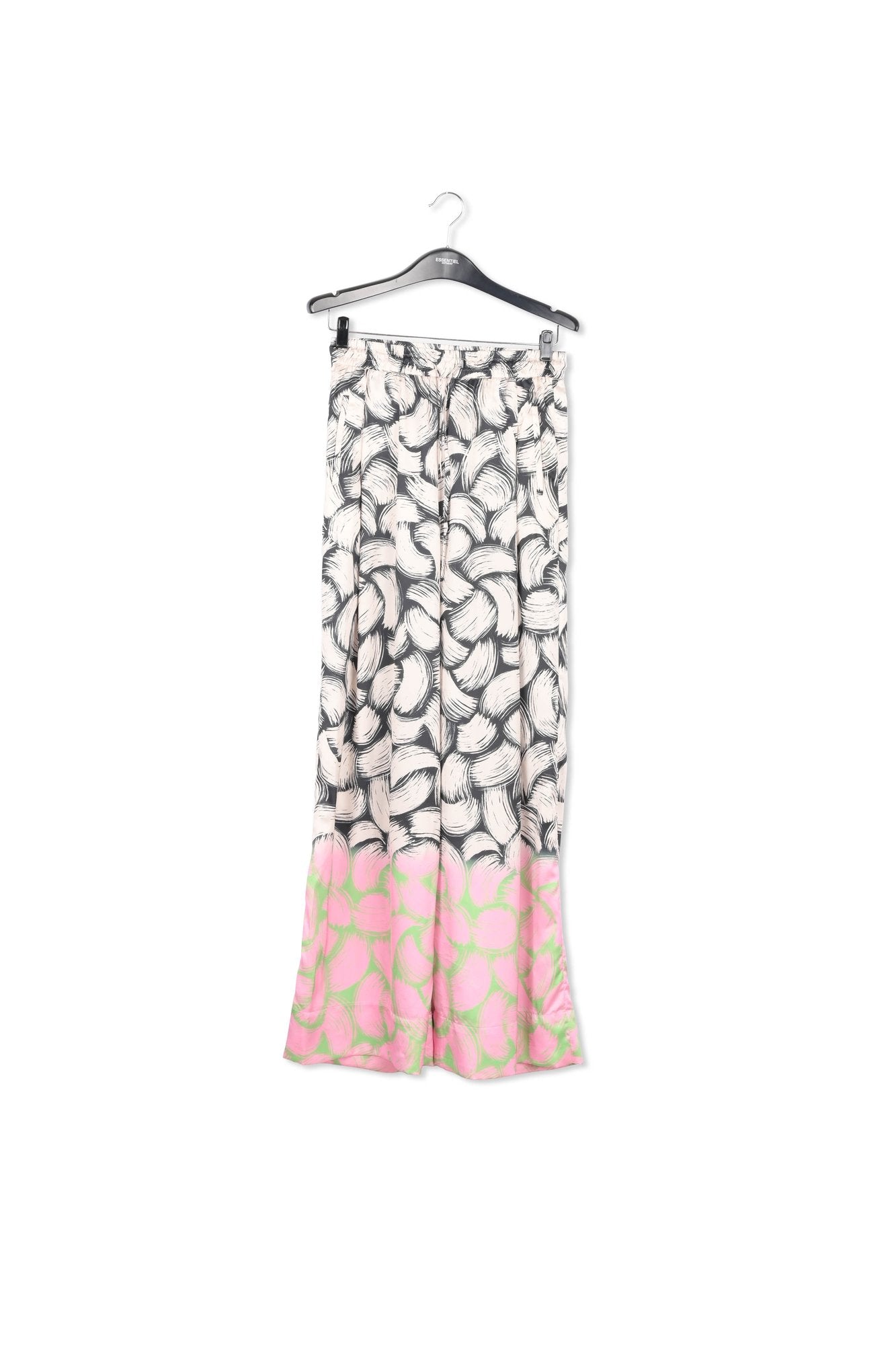 Black, off-white and pink abstract-print wide-leg pants RE—SSENTIEL | Essentiel second hand