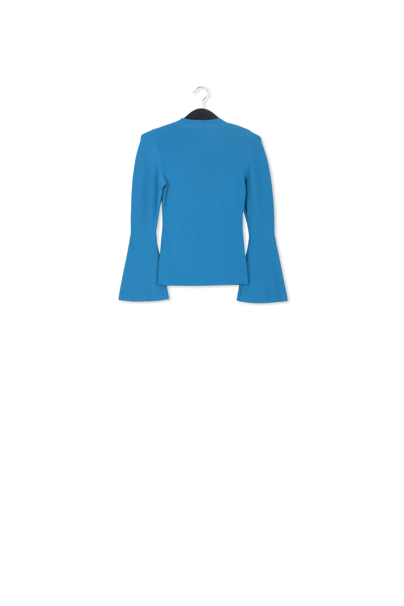 Blue slim-fit knit sweater with trumpet sleeves RE—SSENTIEL | Essentiel second hand