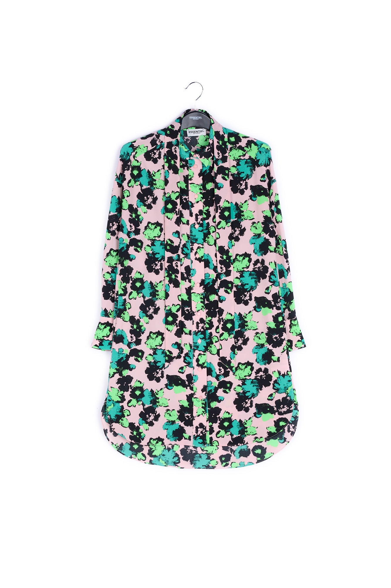 Pink floral mini shirt dress RE—SSENTIEL | Essentiel second hand