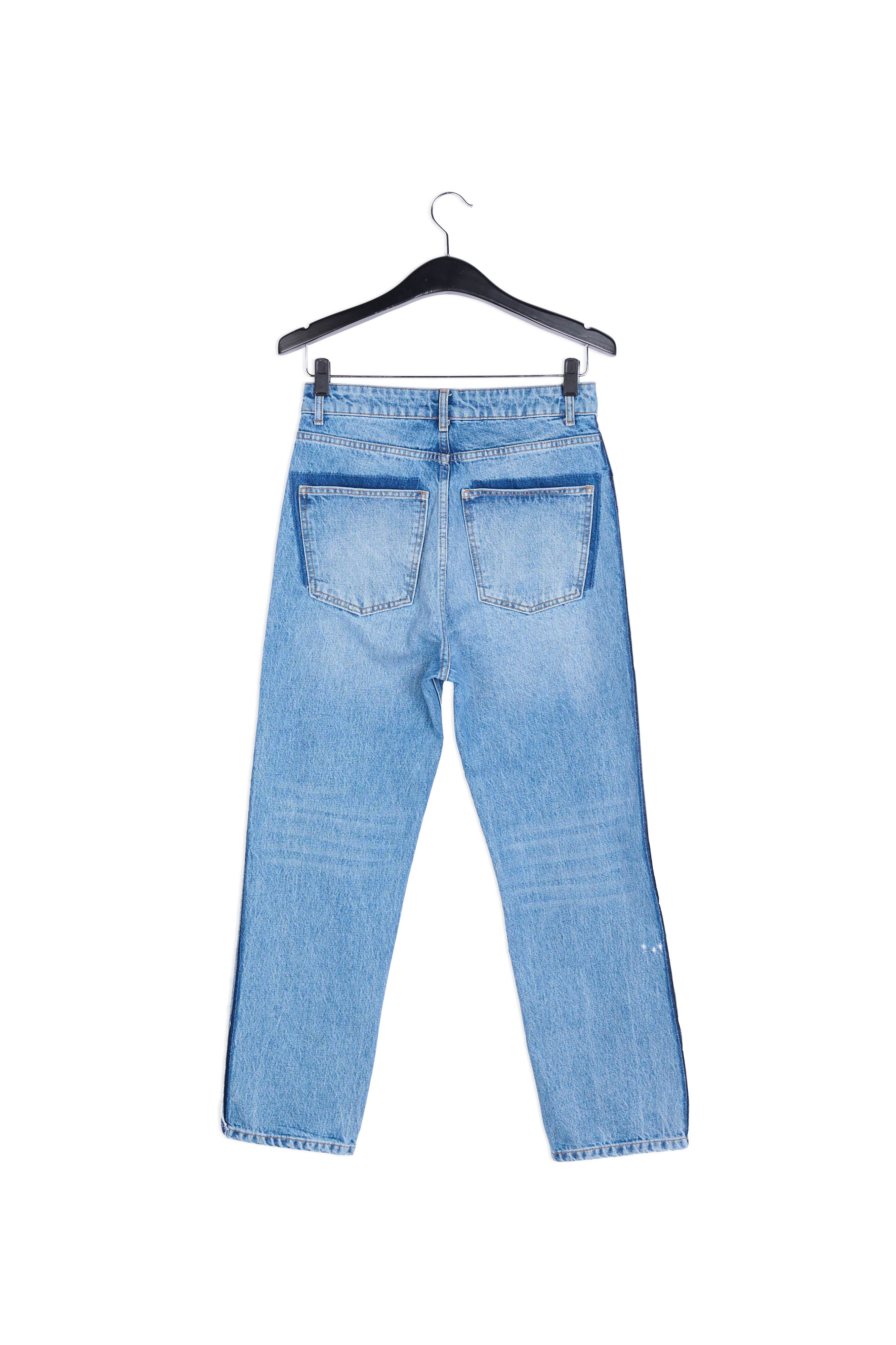 Donkerblauwe afgewassen jeans met hoge taille RE—SSENTIEL | Essentiel second hand