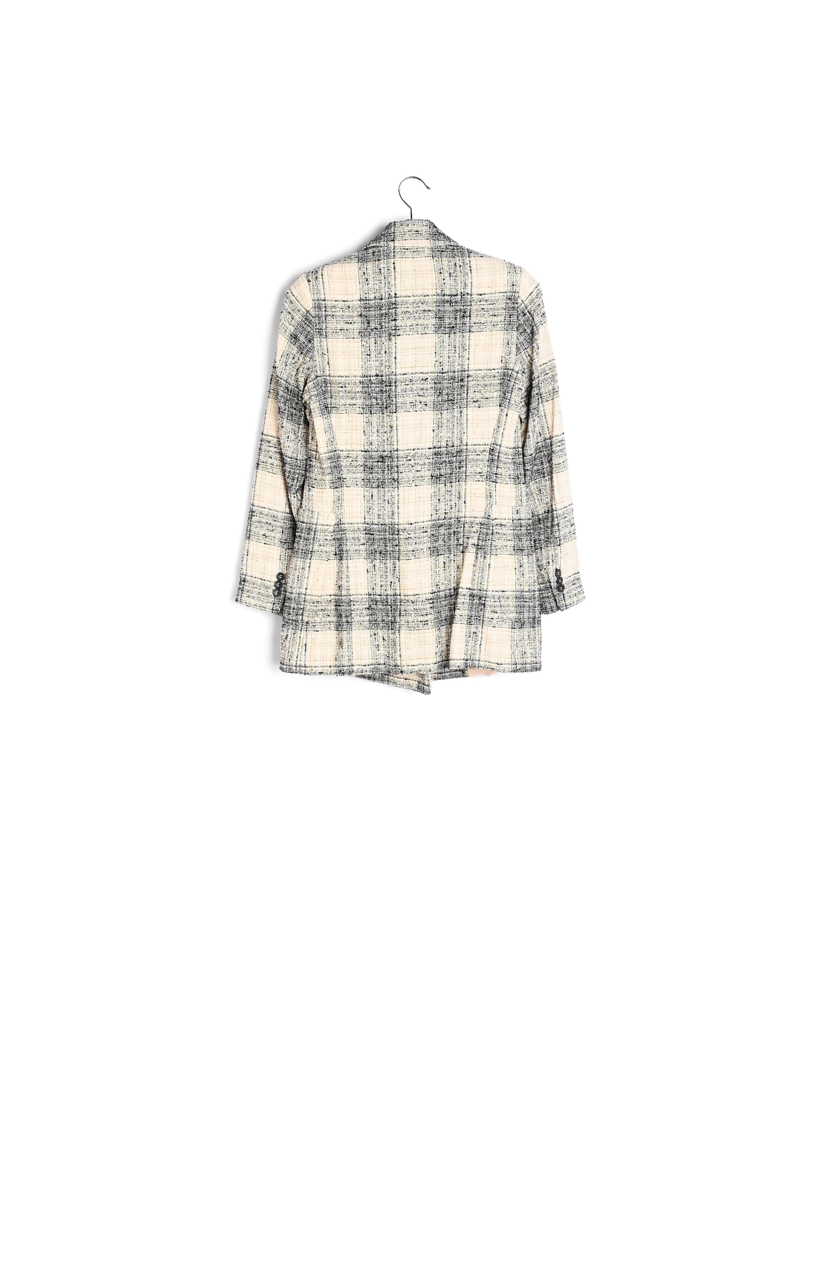 Veste en tweed oversize à carreaux blanc cassé RE—SSENTIEL | Essentiel second hand