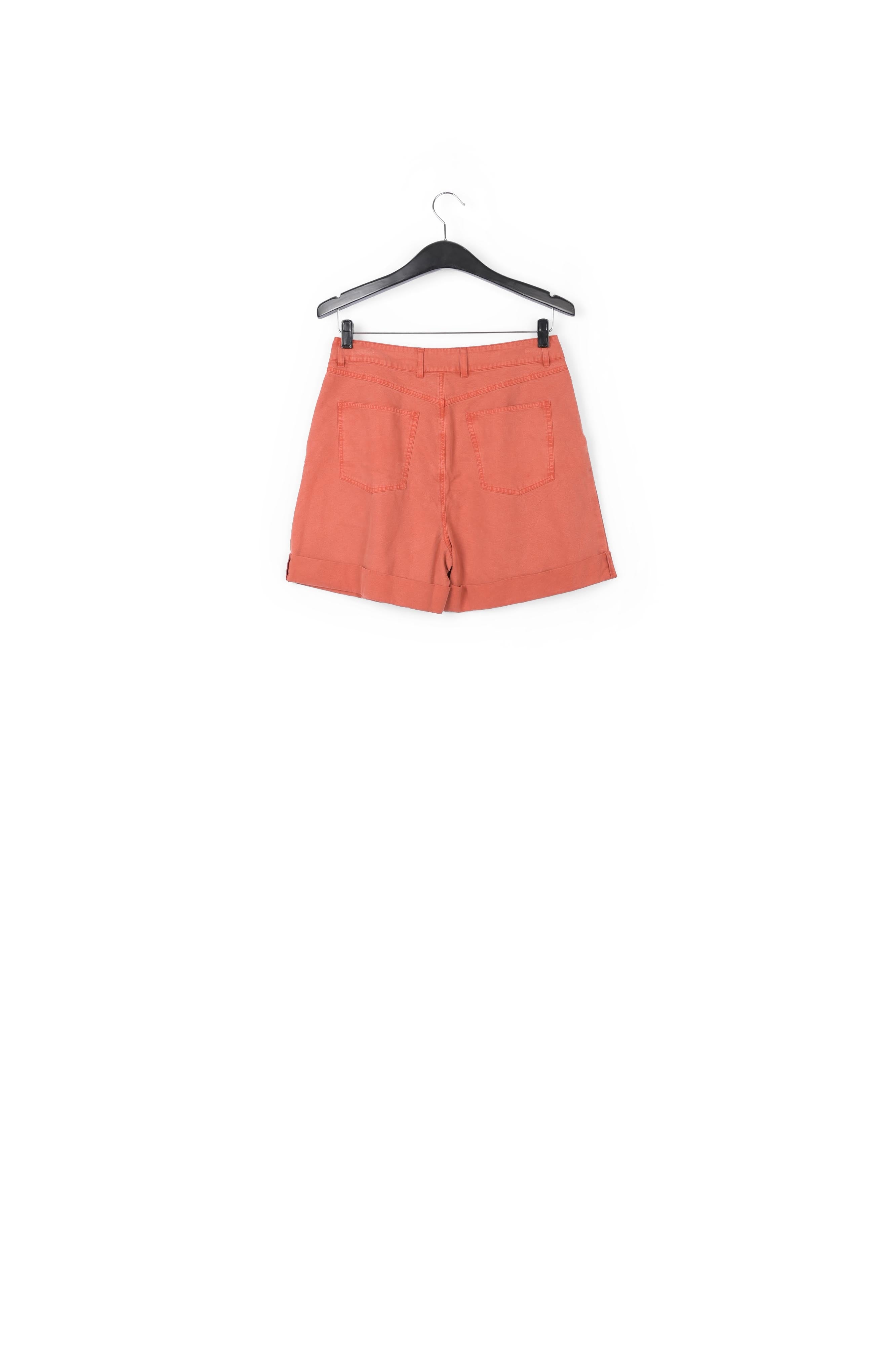 Dark orange high-rise loose-fit denim shorts RE—SSENTIEL | Essentiel second hand