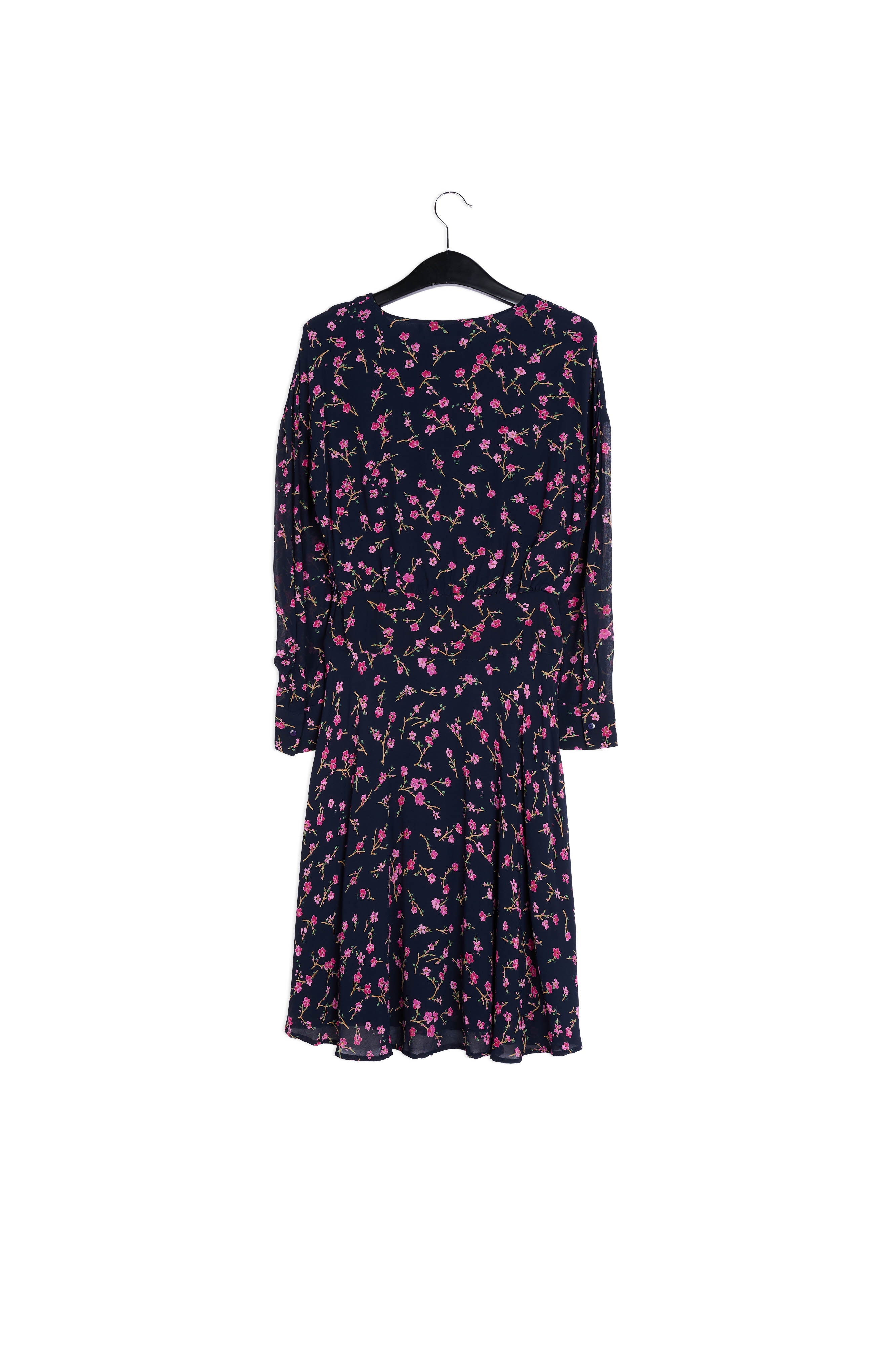 Robe florale bleue foncé avec fleurs de cerisier RE—SSENTIEL | Essentiel second hand