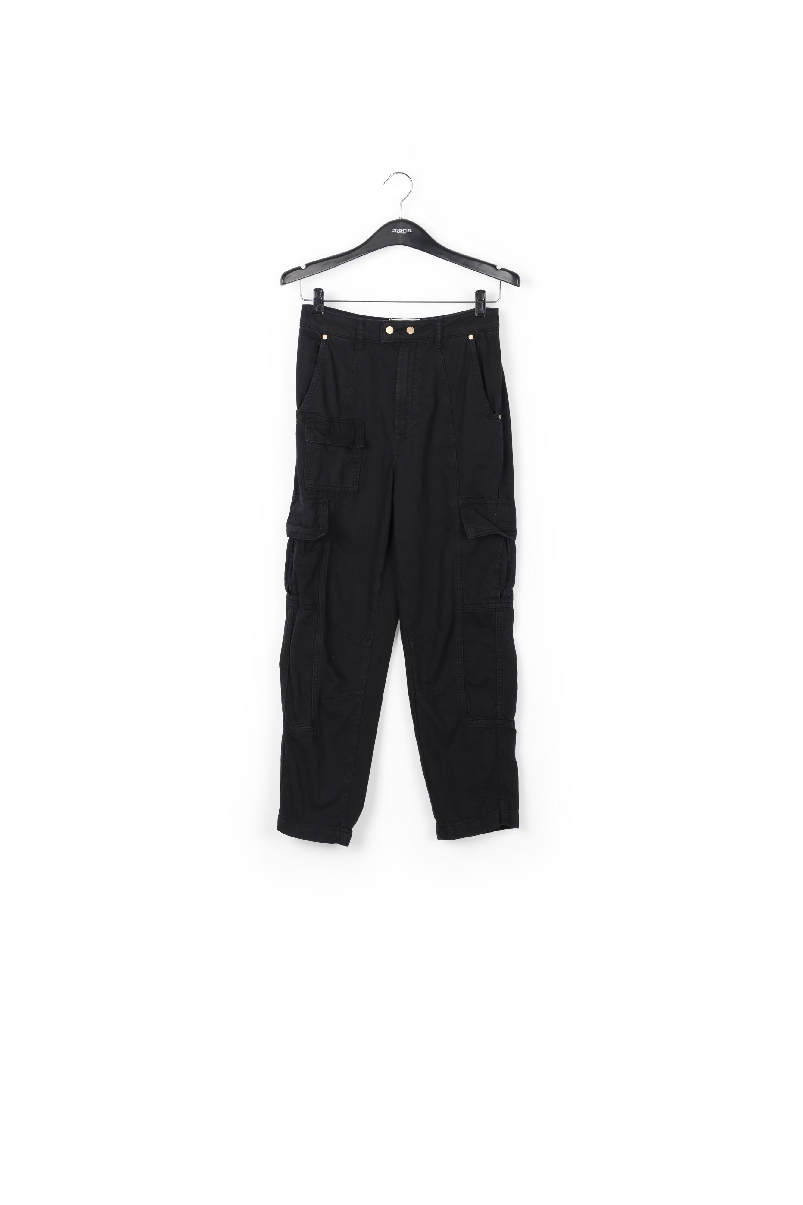 Zwarte cargojeans met rechte pijpen RE—SSENTIEL | Essentiel second hand