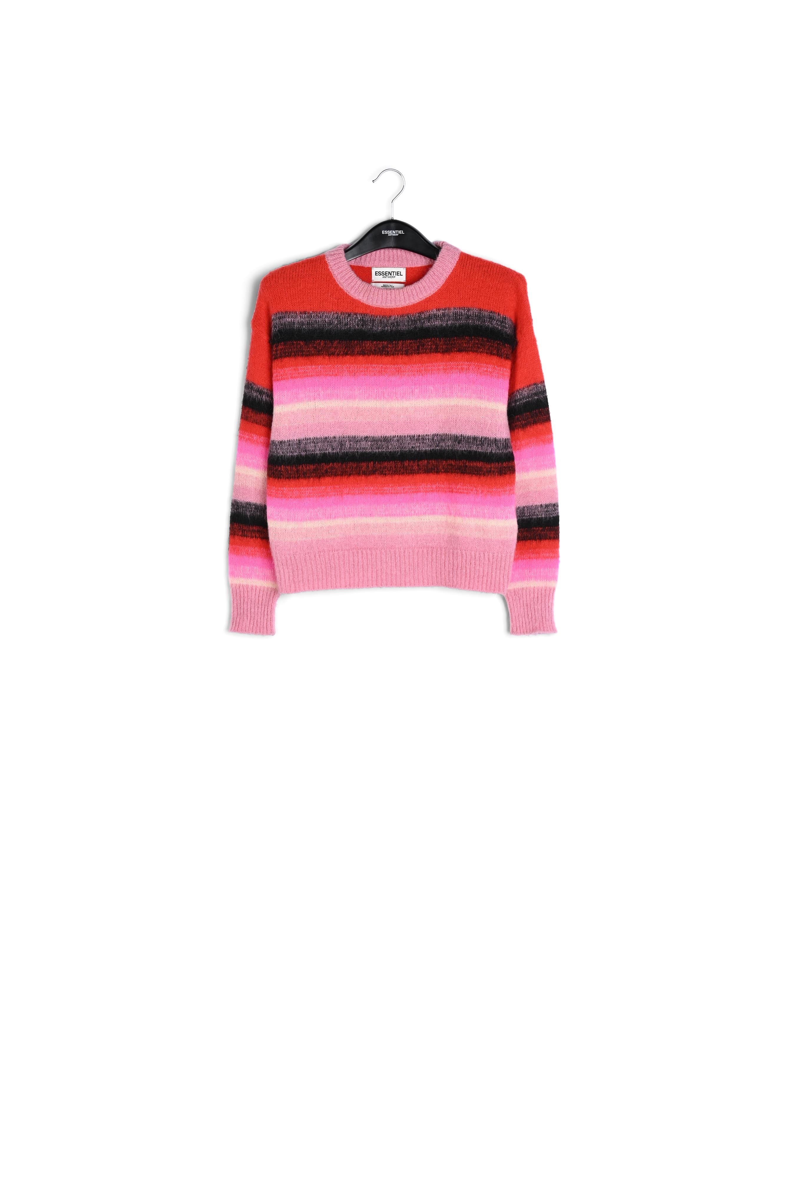 Red, pink and black striped knit sweater RE—SSENTIEL | Essentiel second hand