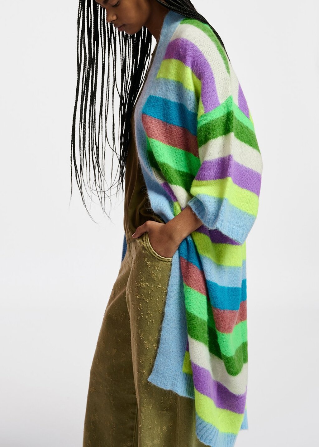 Cardigan mi-long à  rayures multicolores RE—SSENTIEL | Essentiel second hand