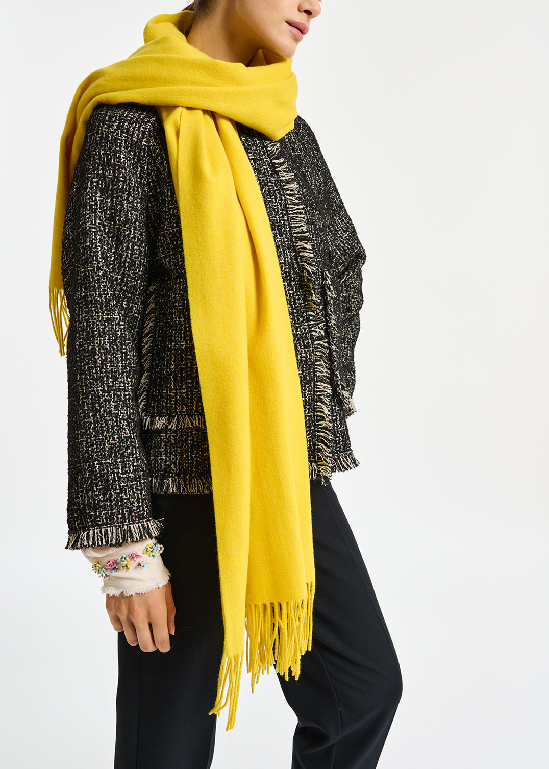 Yellow oversized wool scarf RE—SSENTIEL | Essentiel second hand