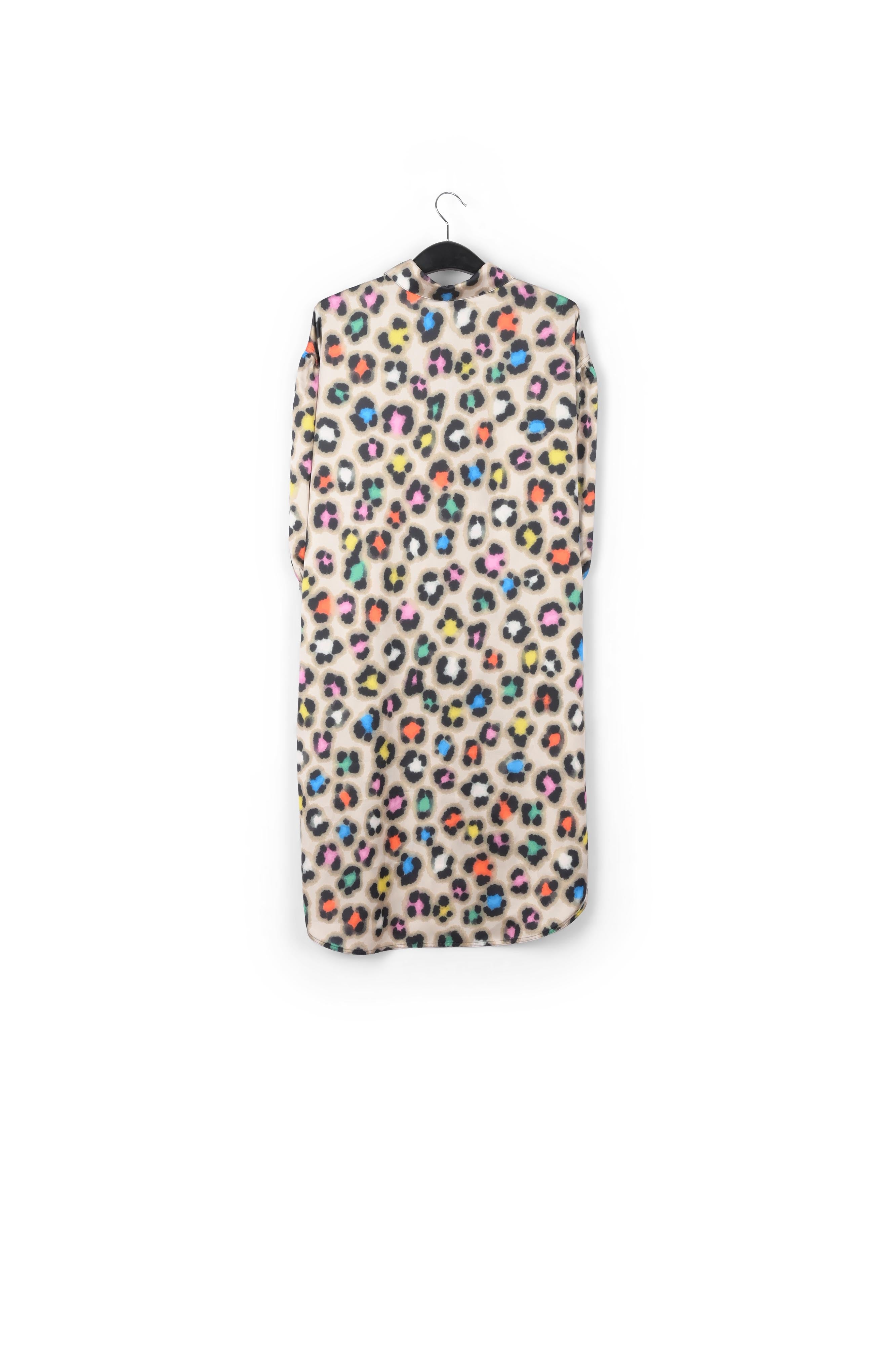 Beige knee-length shirt dress with multicolor leopard print RE—SSENTIEL | Essentiel second hand