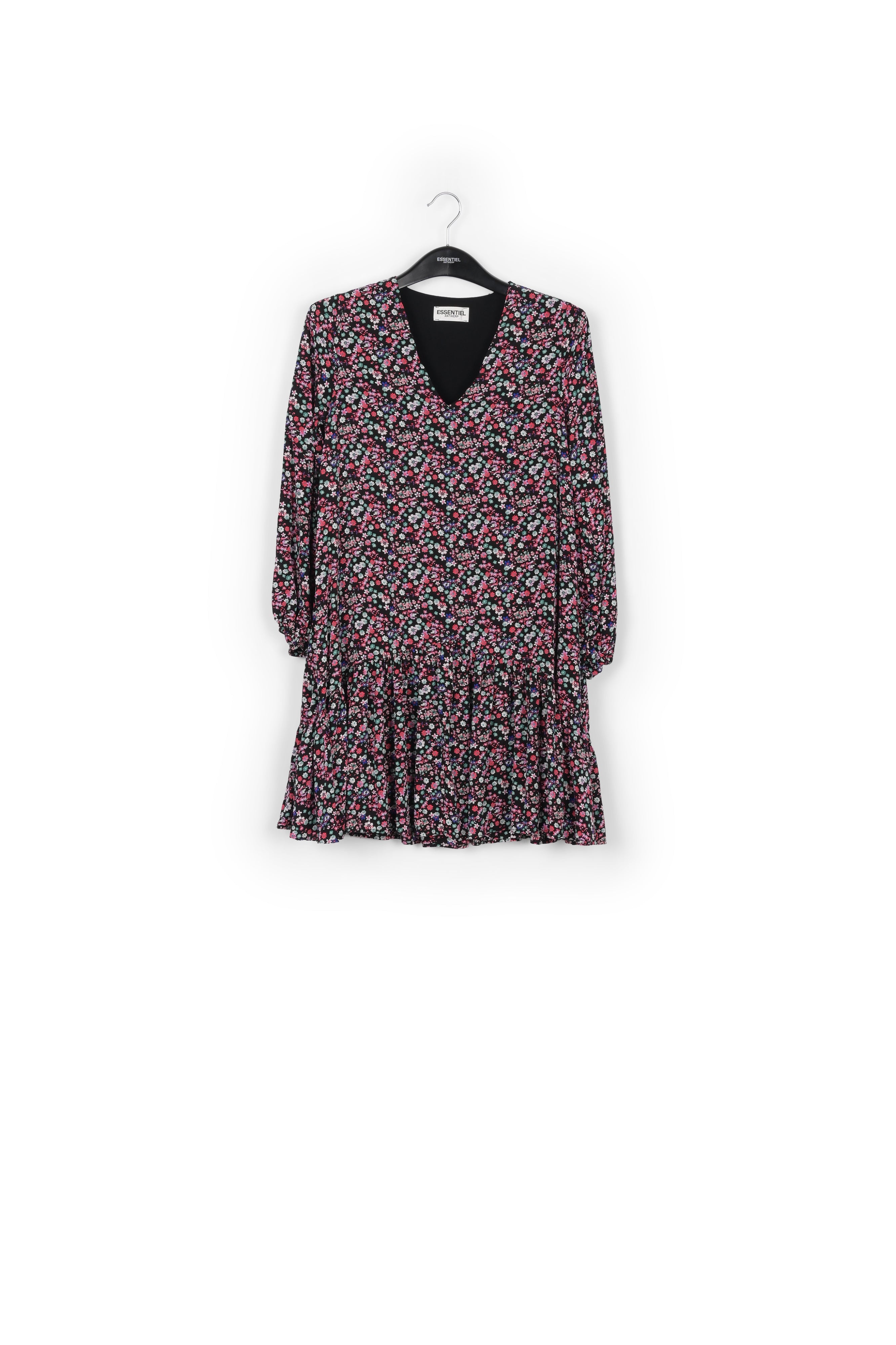 Black floral-print mini dress RE—SSENTIEL | Essentiel second hand