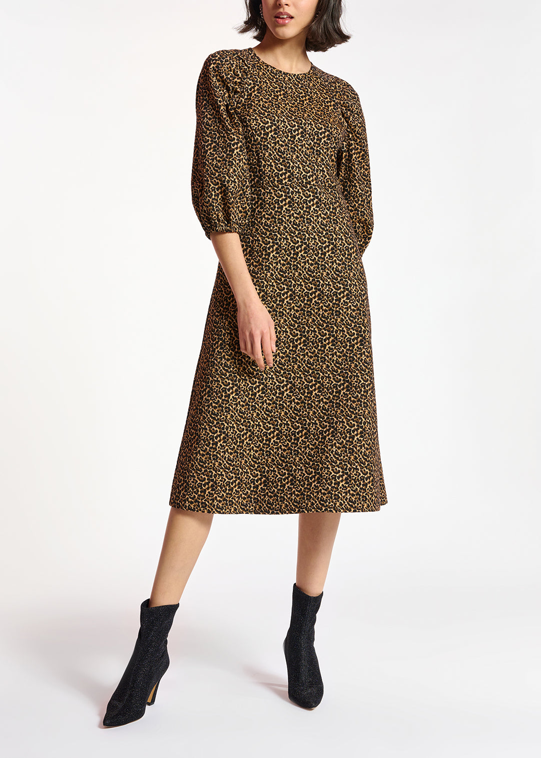 Jacquard midi-length dress with leopard motif RE—SSENTIEL | Essentiel second hand