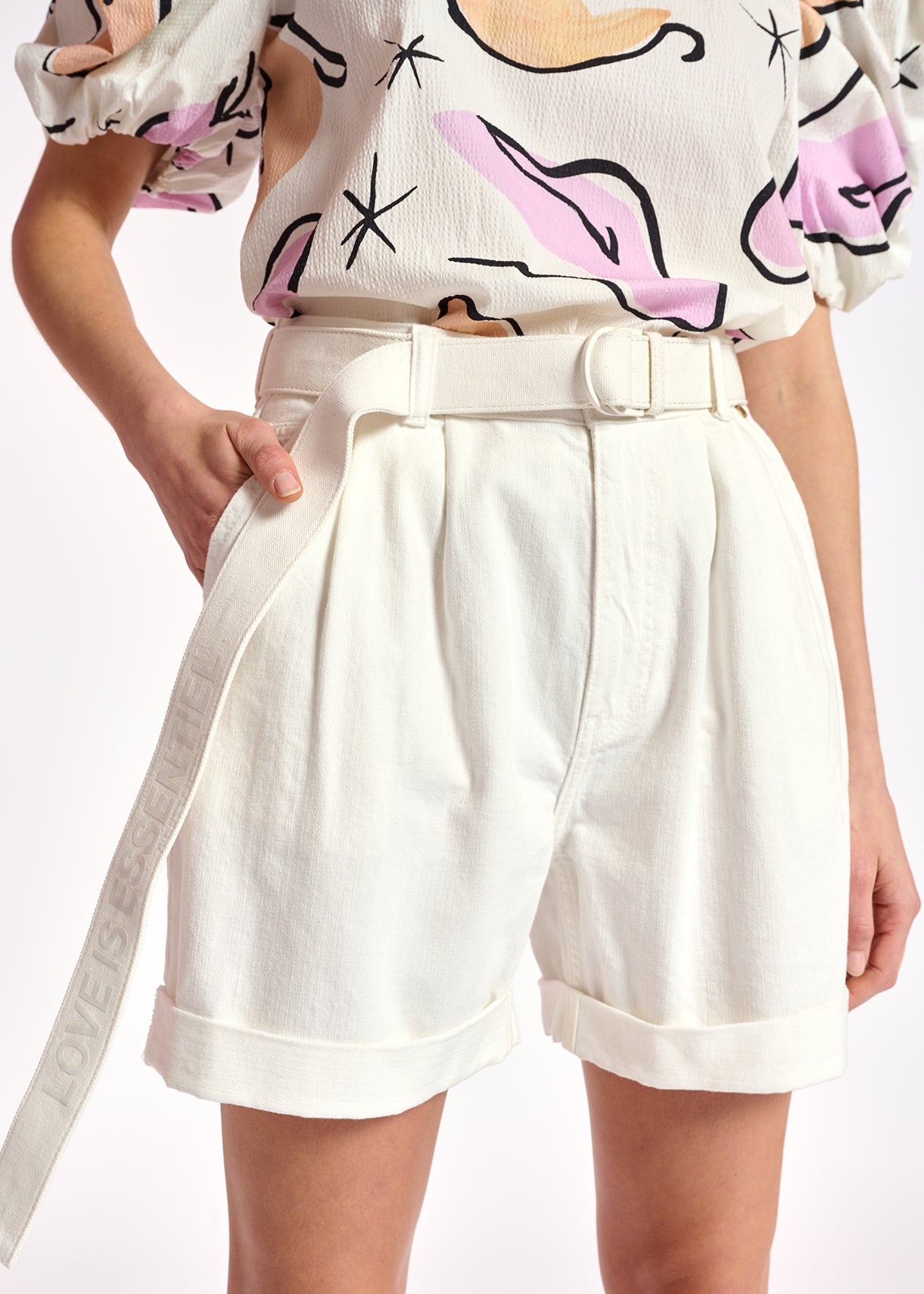 White denim boyfriend shorts RE—SSENTIEL | Essentiel second hand