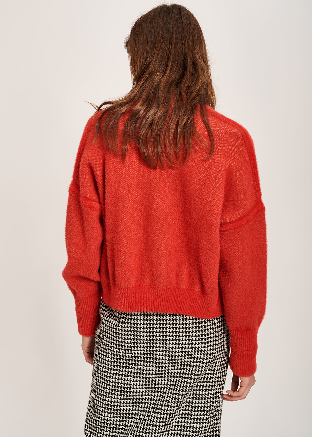 Red knitted cardigan with zipper RE—SSENTIEL | Essentiel second hand