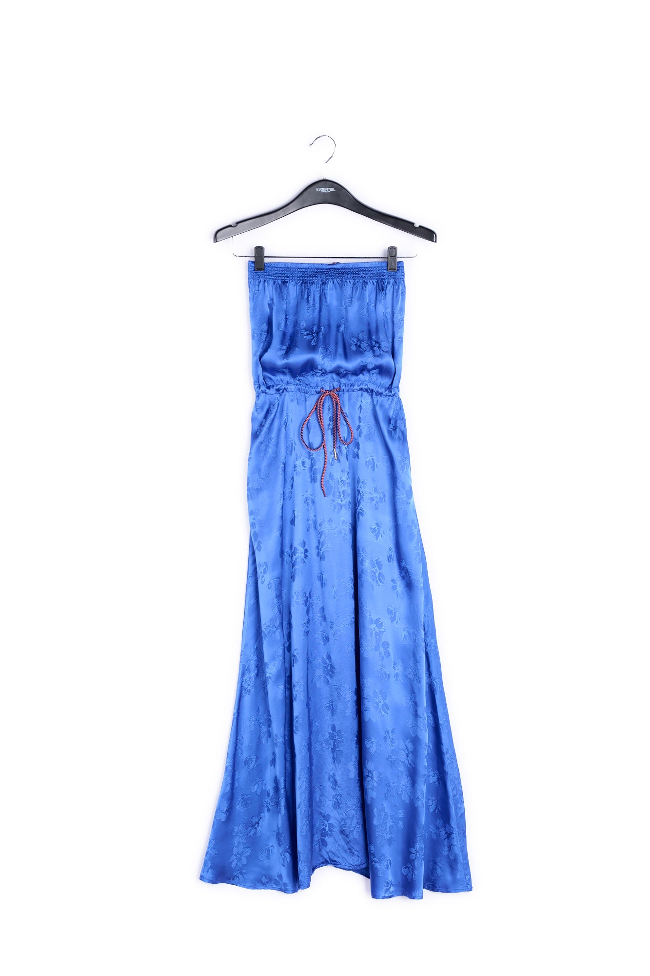 Cobalt blue floral-print jacquard maxi dress RE—SSENTIEL | Essentiel second hand