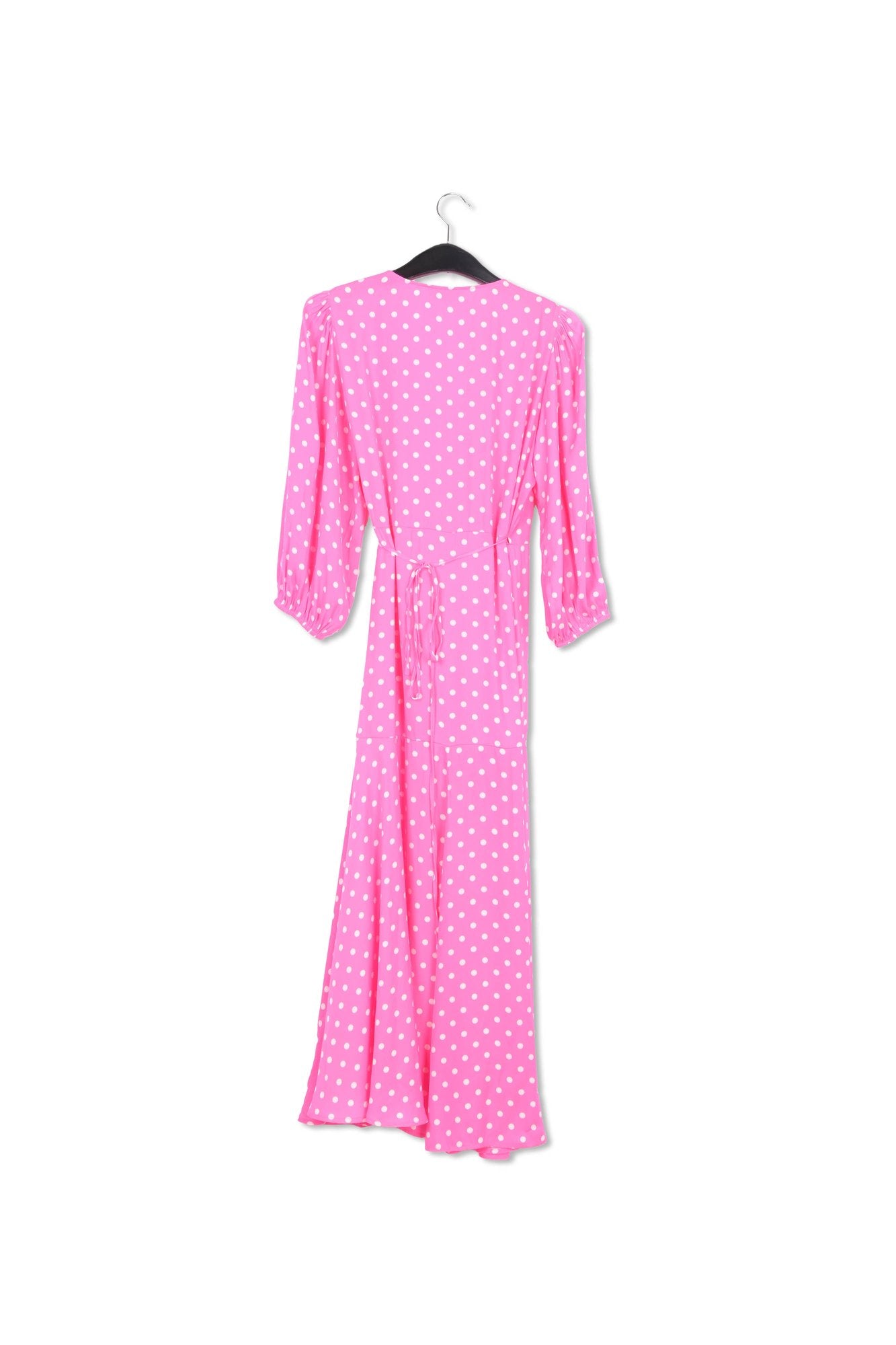 Neon pink polka dot wrap maxi dress RE—SSENTIEL | Essentiel second hand