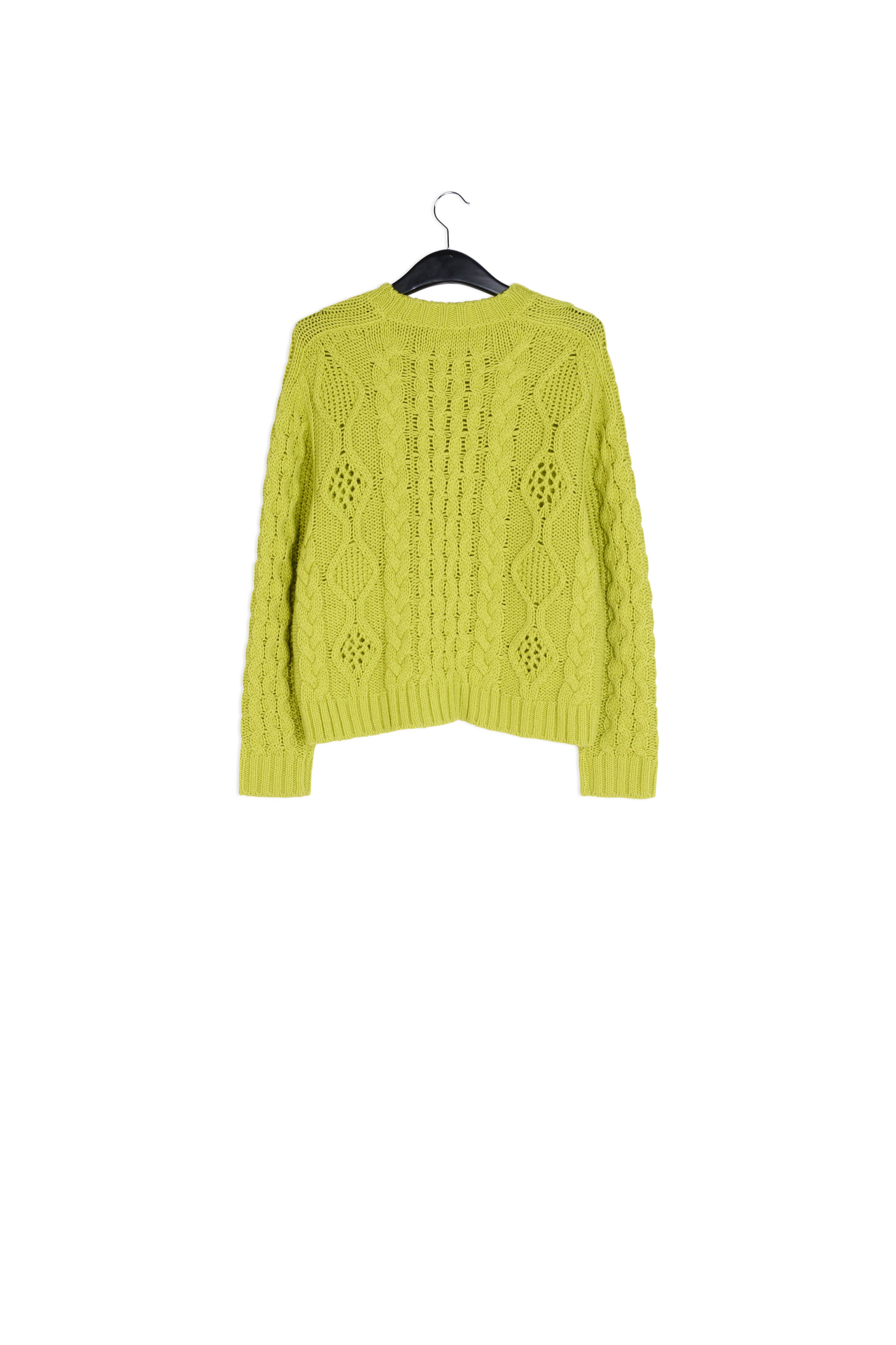 Lime green cable-knit wool-blend sweater RE—SSENTIEL | Essentiel second hand
