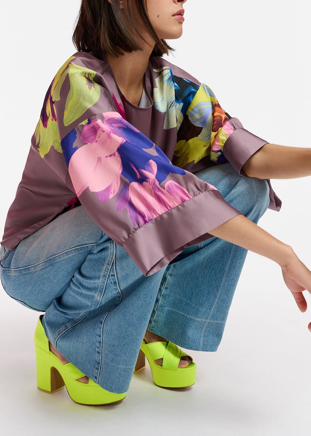 Mauve top multicolor floral print RE—SSENTIEL | Essentiel second hand