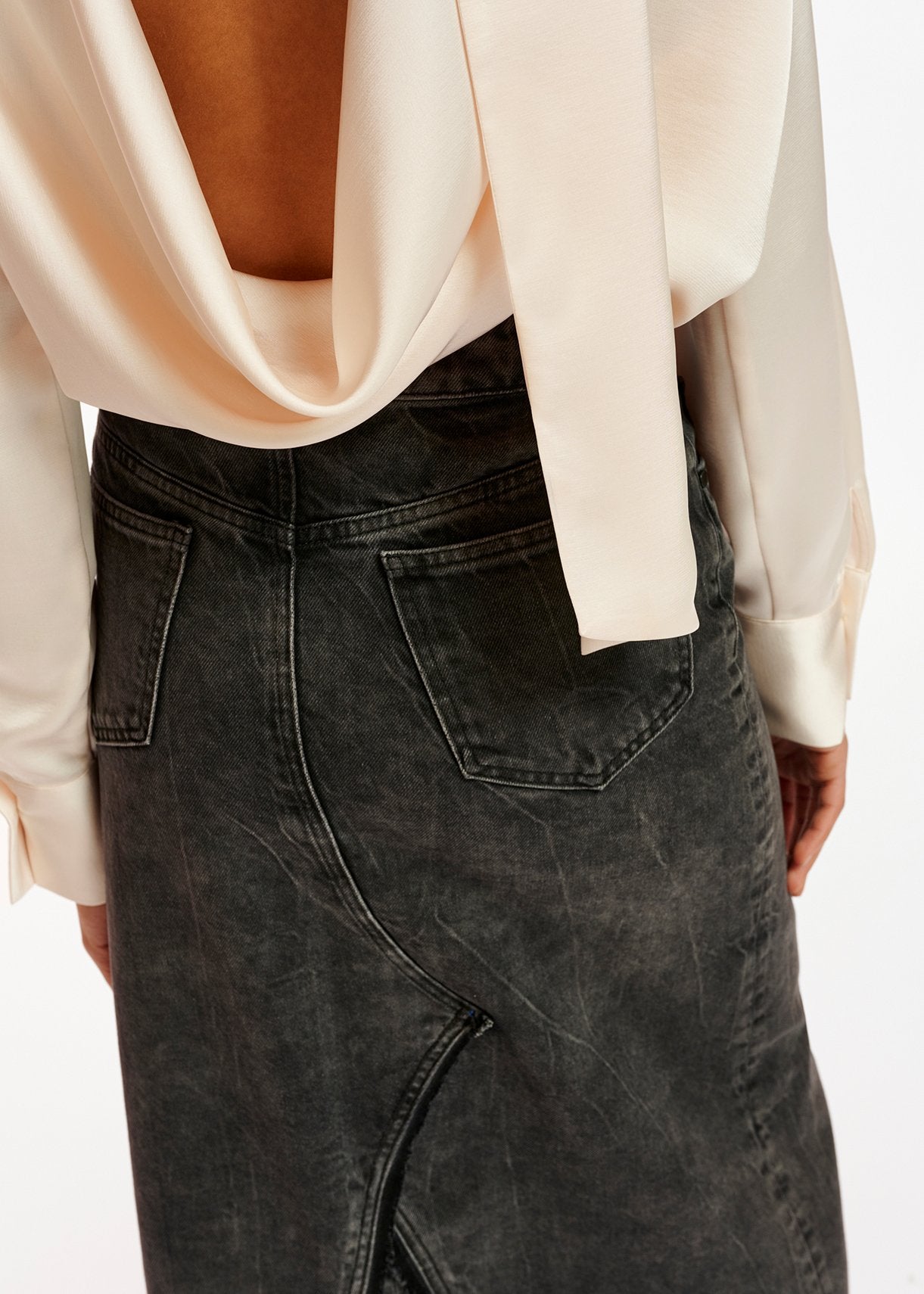 Black denim maxi skirt RE—SSENTIEL | Essentiel second hand