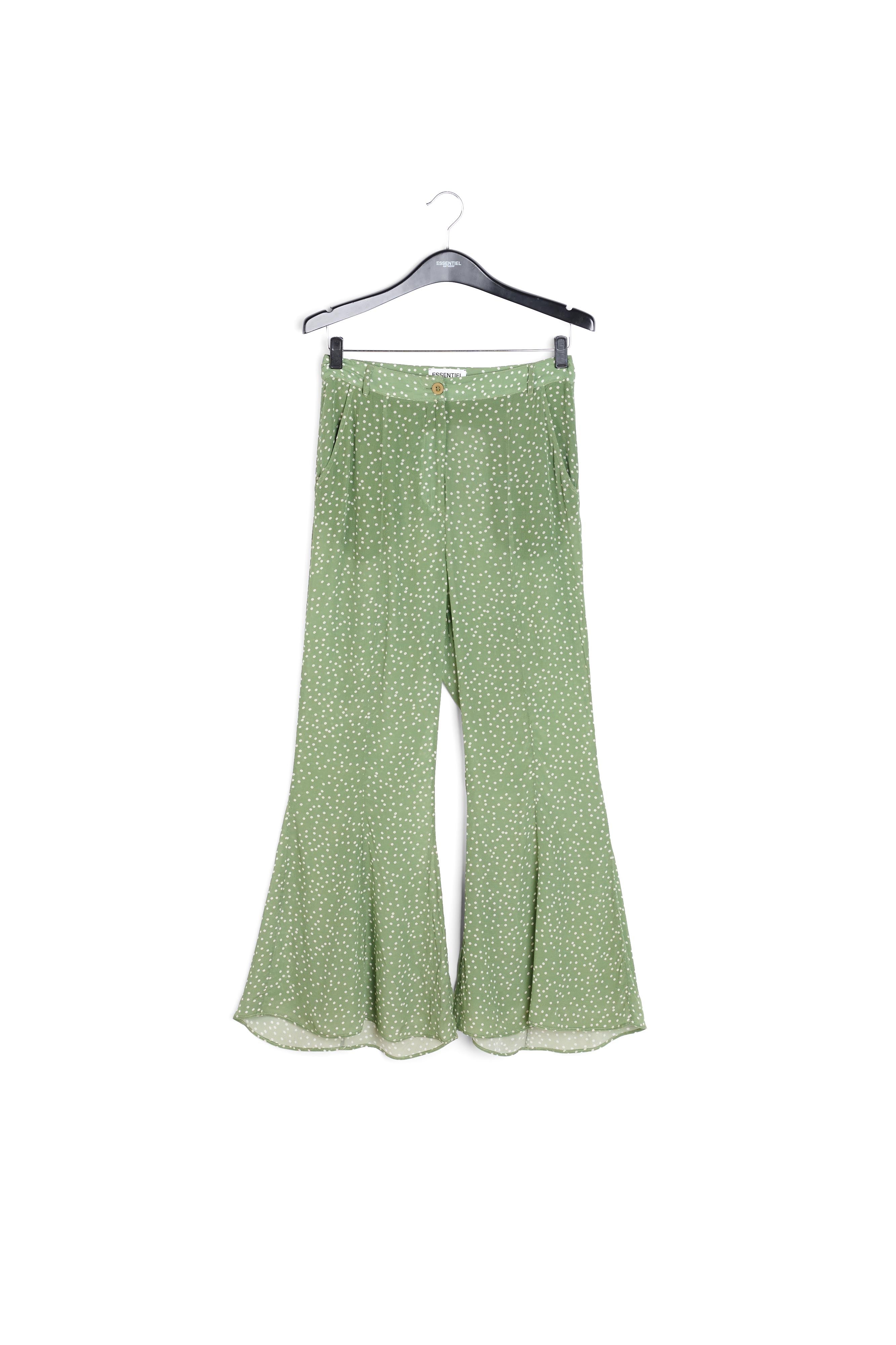 Green polka dot flared pants RE—SSENTIEL | Essentiel second hand