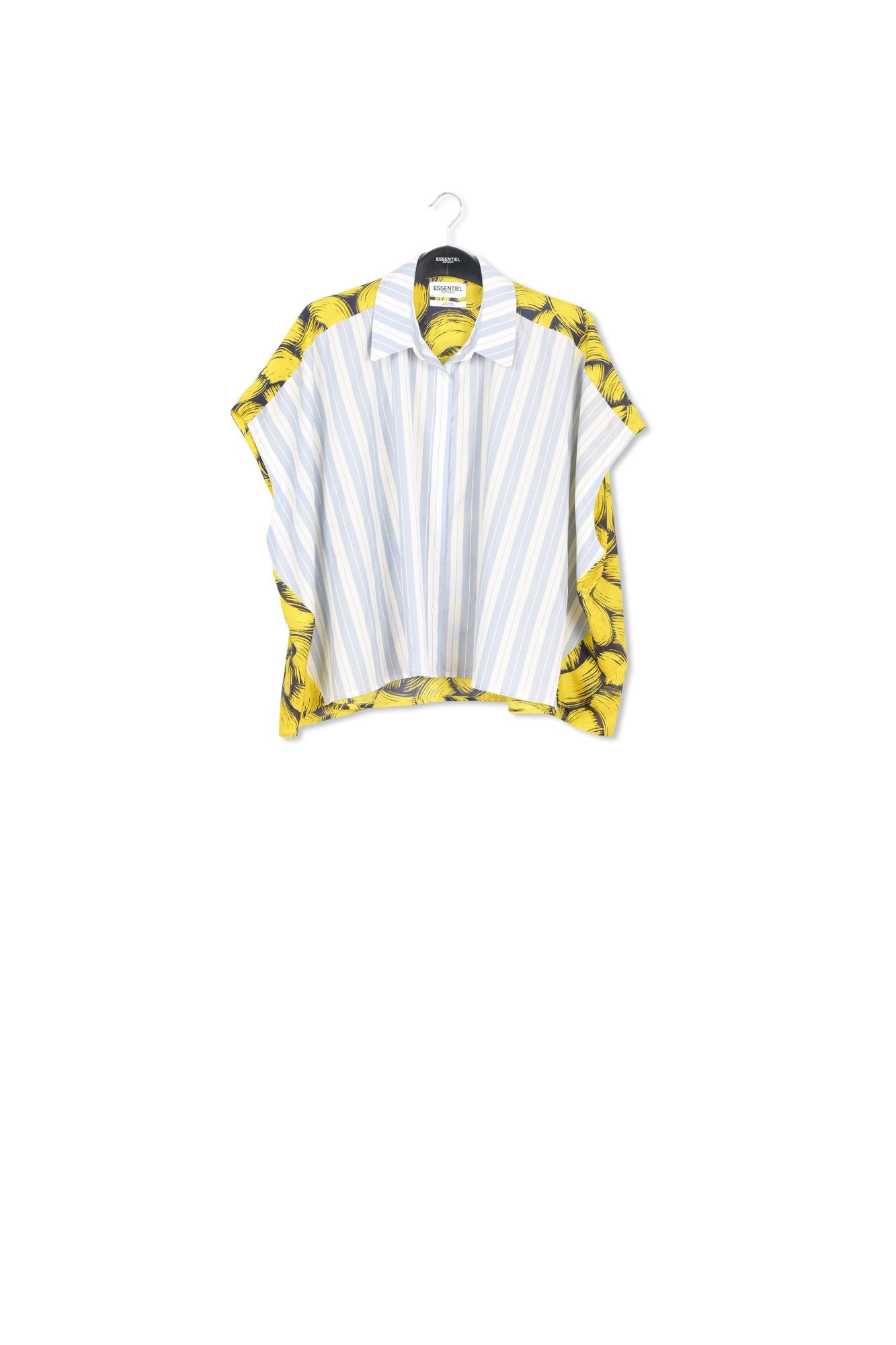 Blauw en wit gestreept overhemd met gele zijden rug RE—SSENTIEL | Essentiel second hand