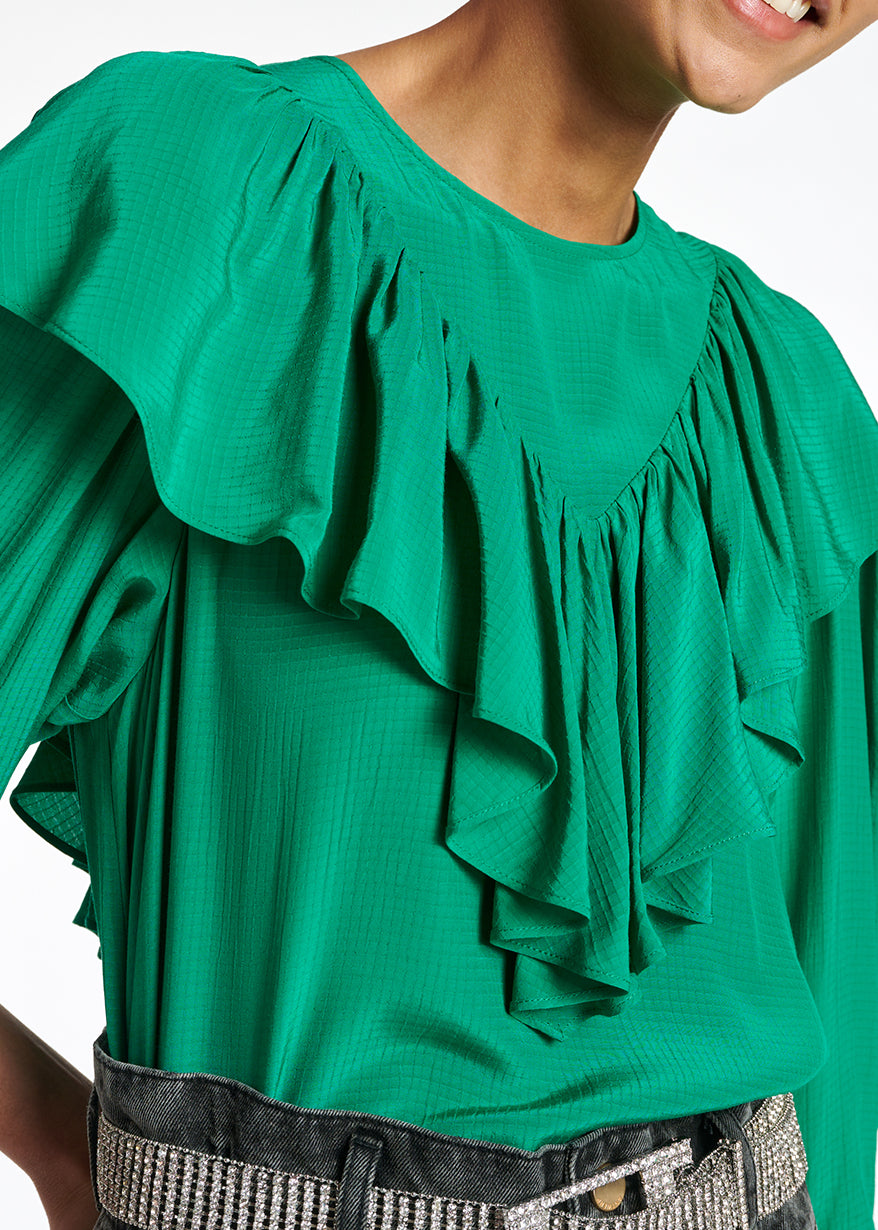 Groene wijde top met volant RE—SSENTIEL | Essentiel second hand