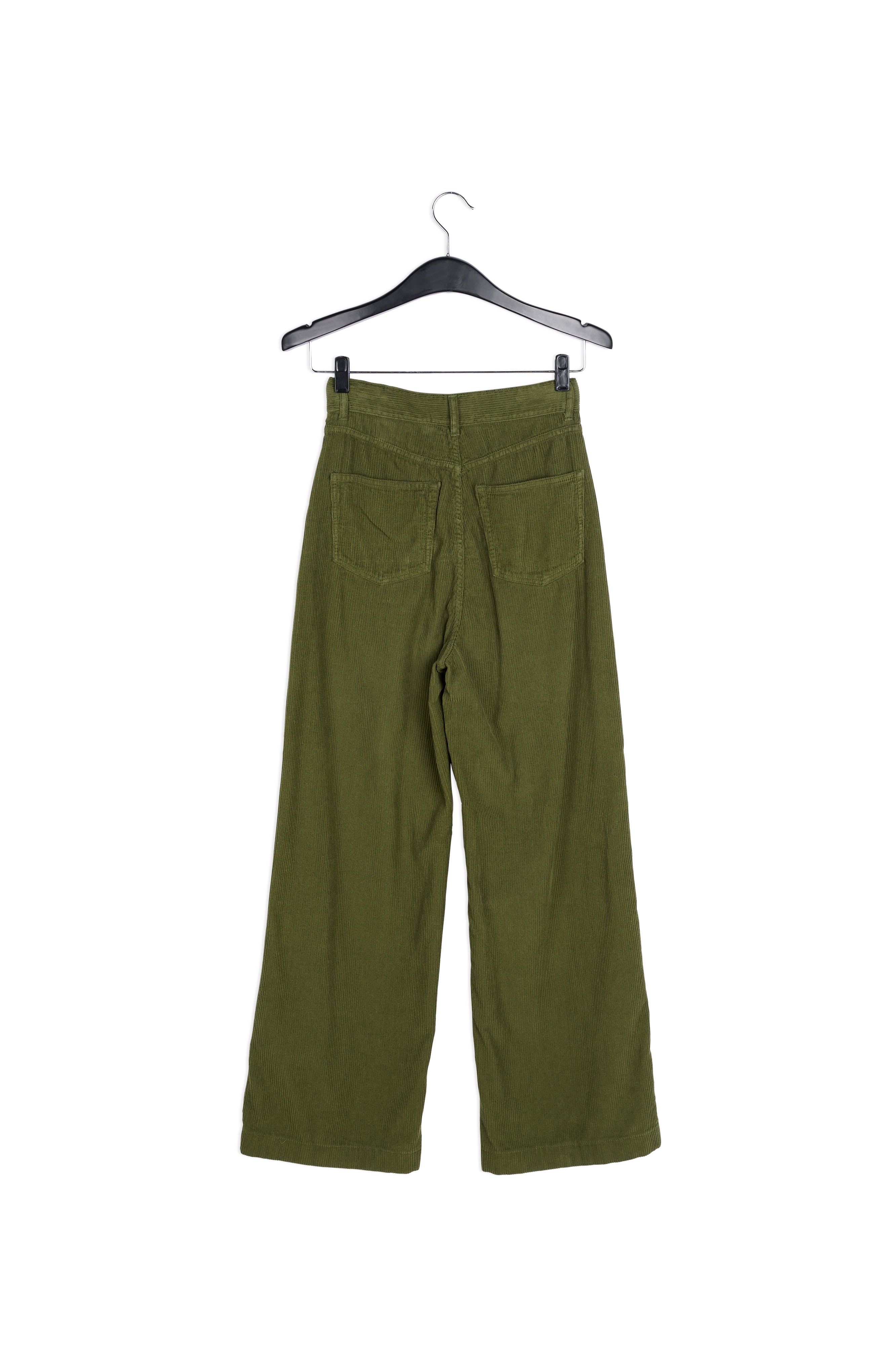 Dennengroene ribfluwelen broek met wijde pijpen RE—SSENTIEL | Essentiel second hand