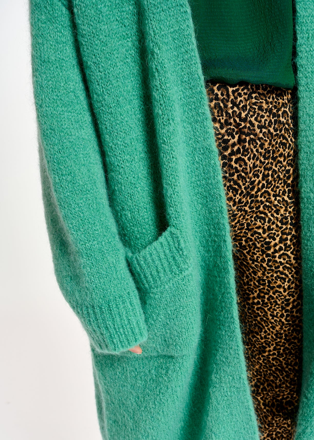 Teal midi-length mohair-blend cardigan RE—SSENTIEL | Essentiel second hand