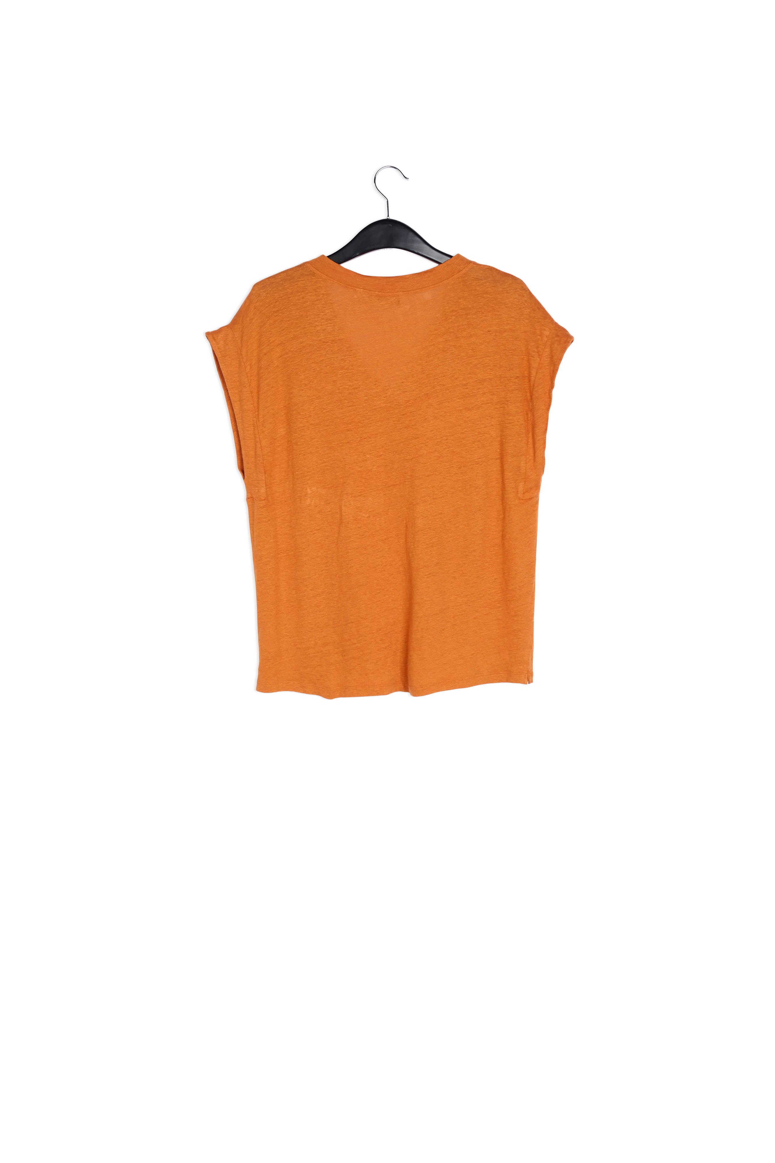 Orange linen v-neck t-shirt RE—SSENTIEL | Essentiel second hand