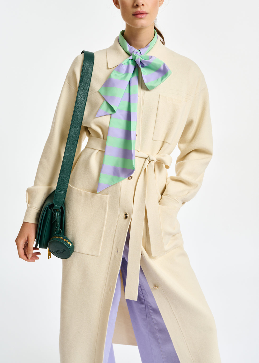 Off-white belted midi-length knit RE—SSENTIEL | Essentiel second hand