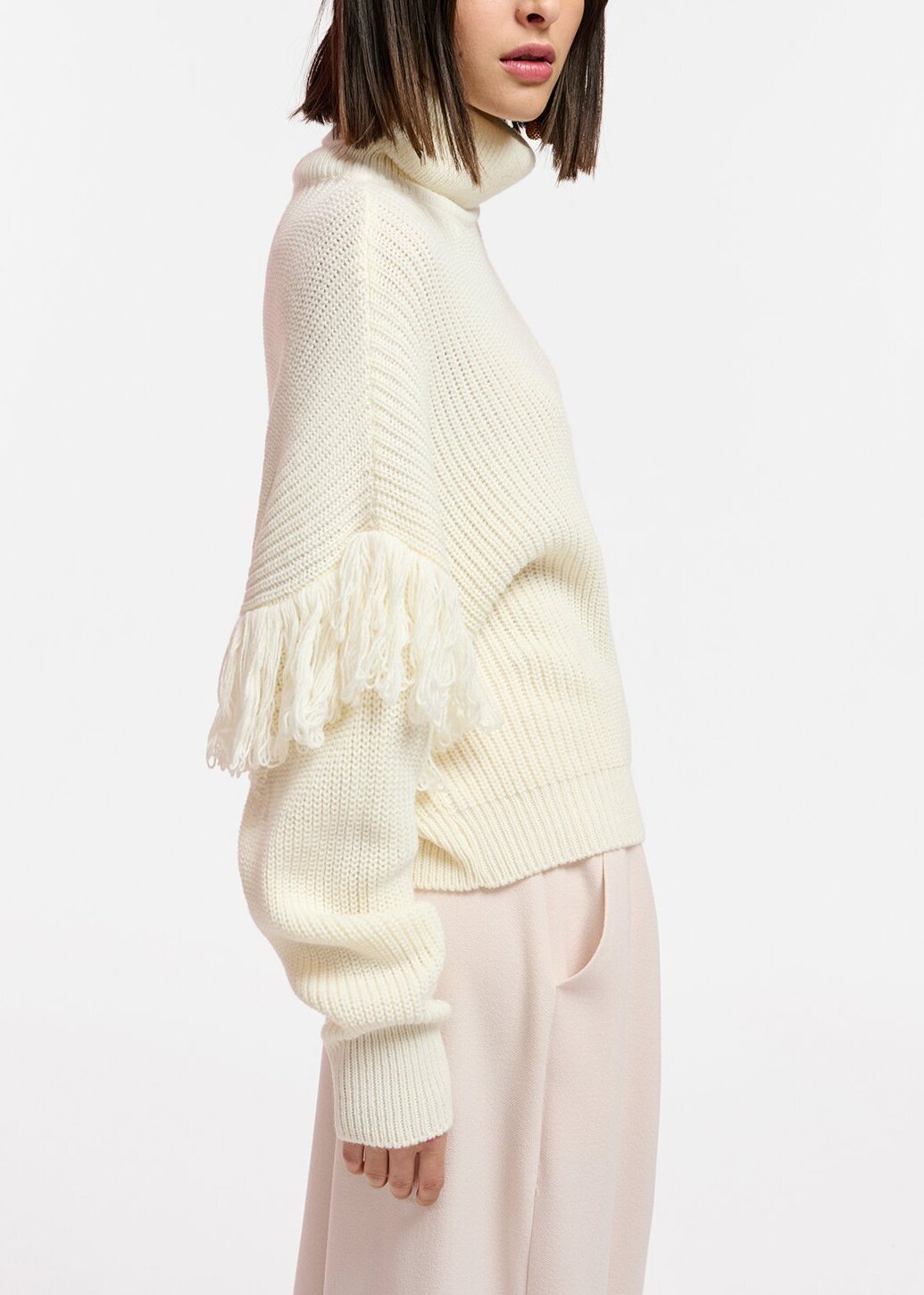 Pull en tricot écru à  franges RE—SSENTIEL | Essentiel second hand