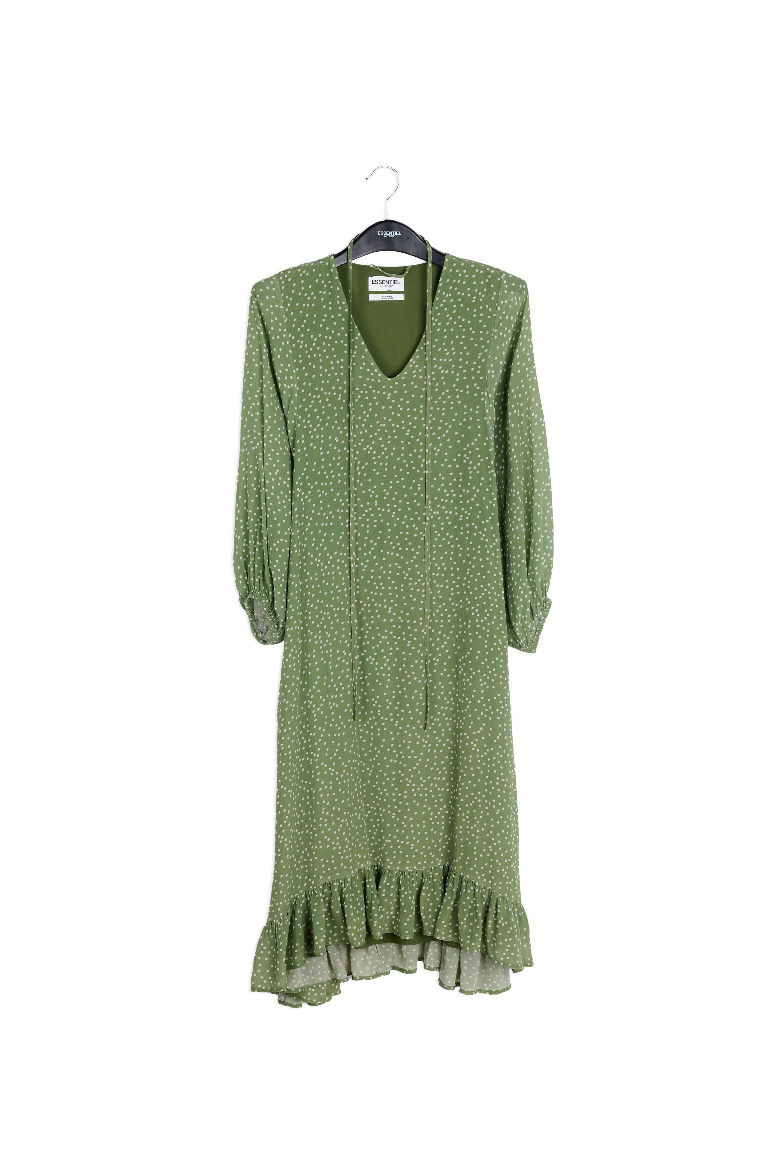 Green polka dot midi dress RE—SSENTIEL | Essentiel second hand