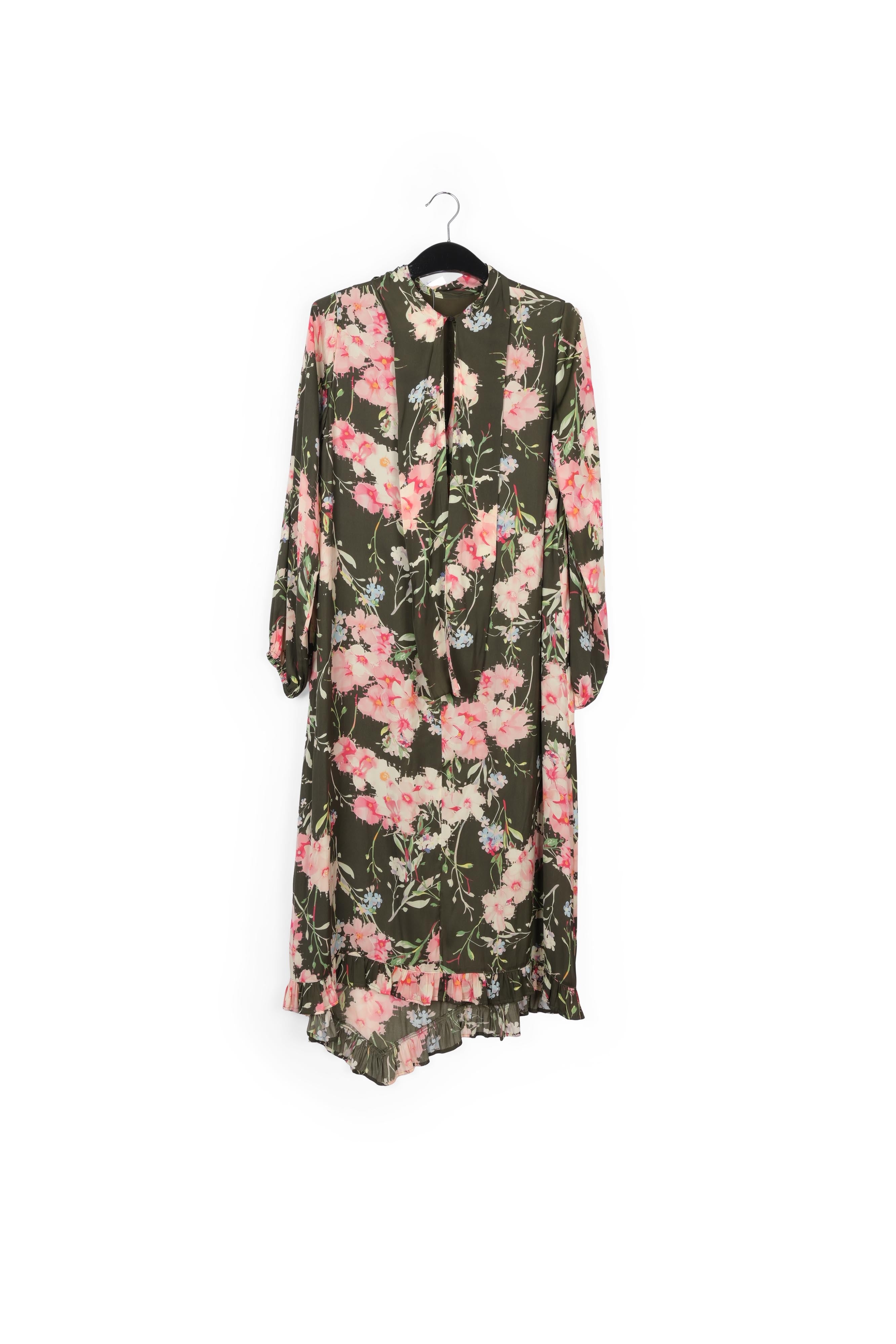 Robe florale verte avec nœud RE—SSENTIEL | Essentiel second hand