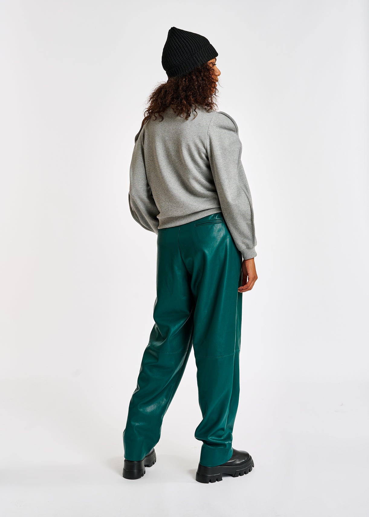 Blue faux leather baggy-fit pants RE—SSENTIEL | Essentiel second hand