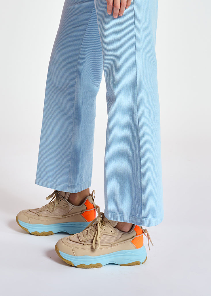 Light blue cotton-corduroy flared-fit pants RE—SSENTIEL | Essentiel second hand