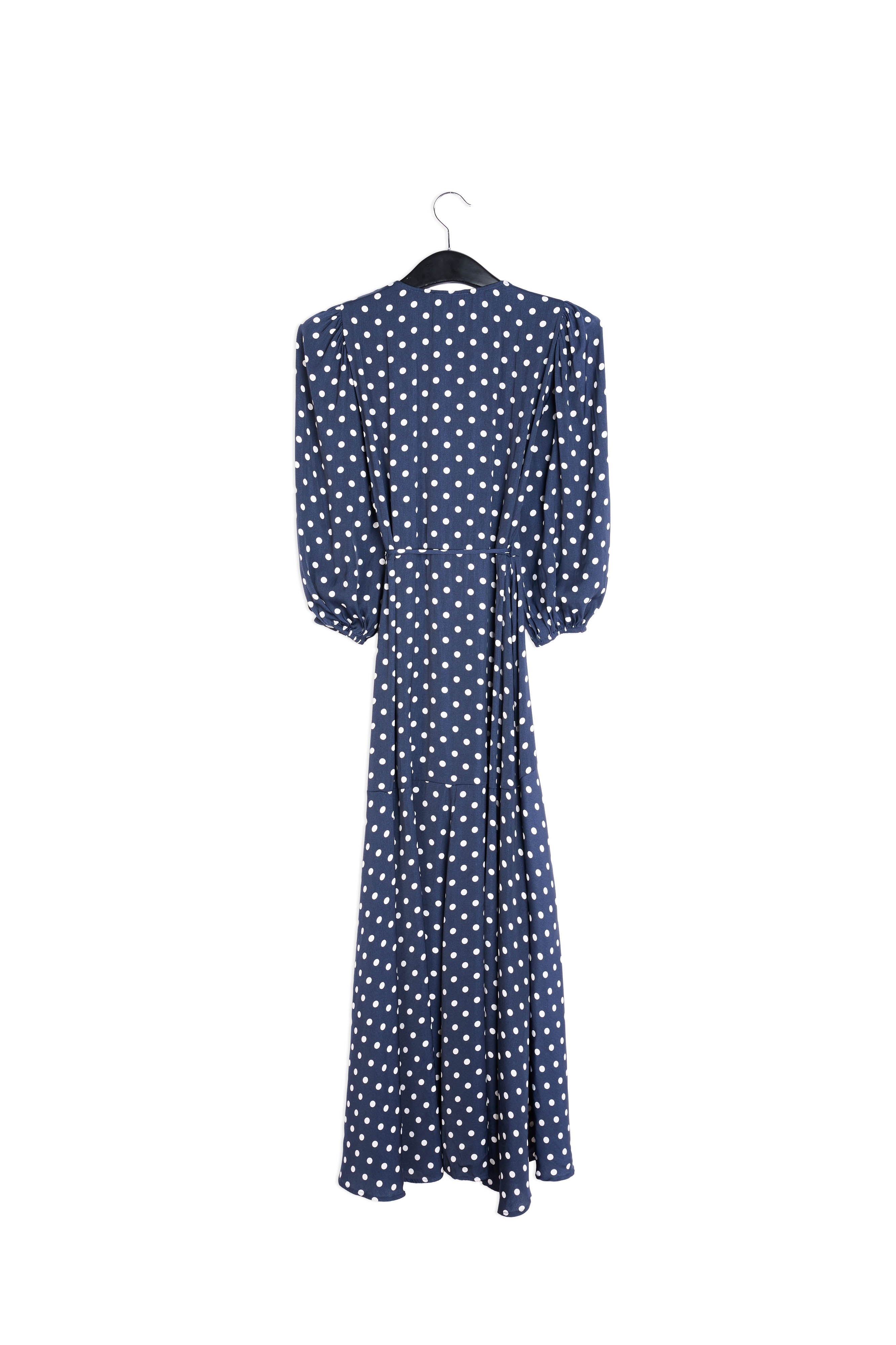 Dark blue polka dot wrap maxi dress RE—SSENTIEL | Essentiel second hand