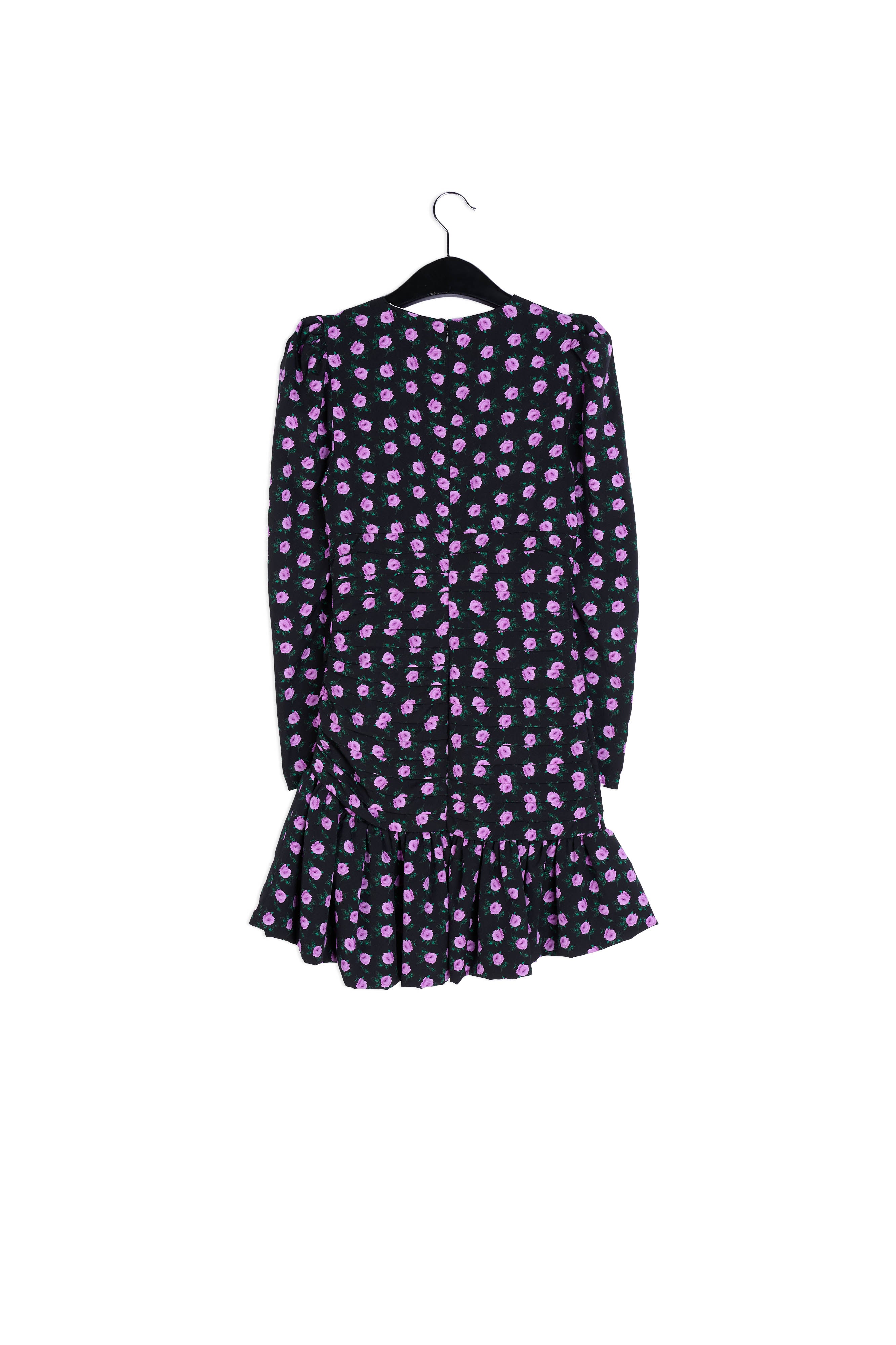 Zwarte mini-jurk met bloemenprint RE—SSENTIEL | Essentiel second hand