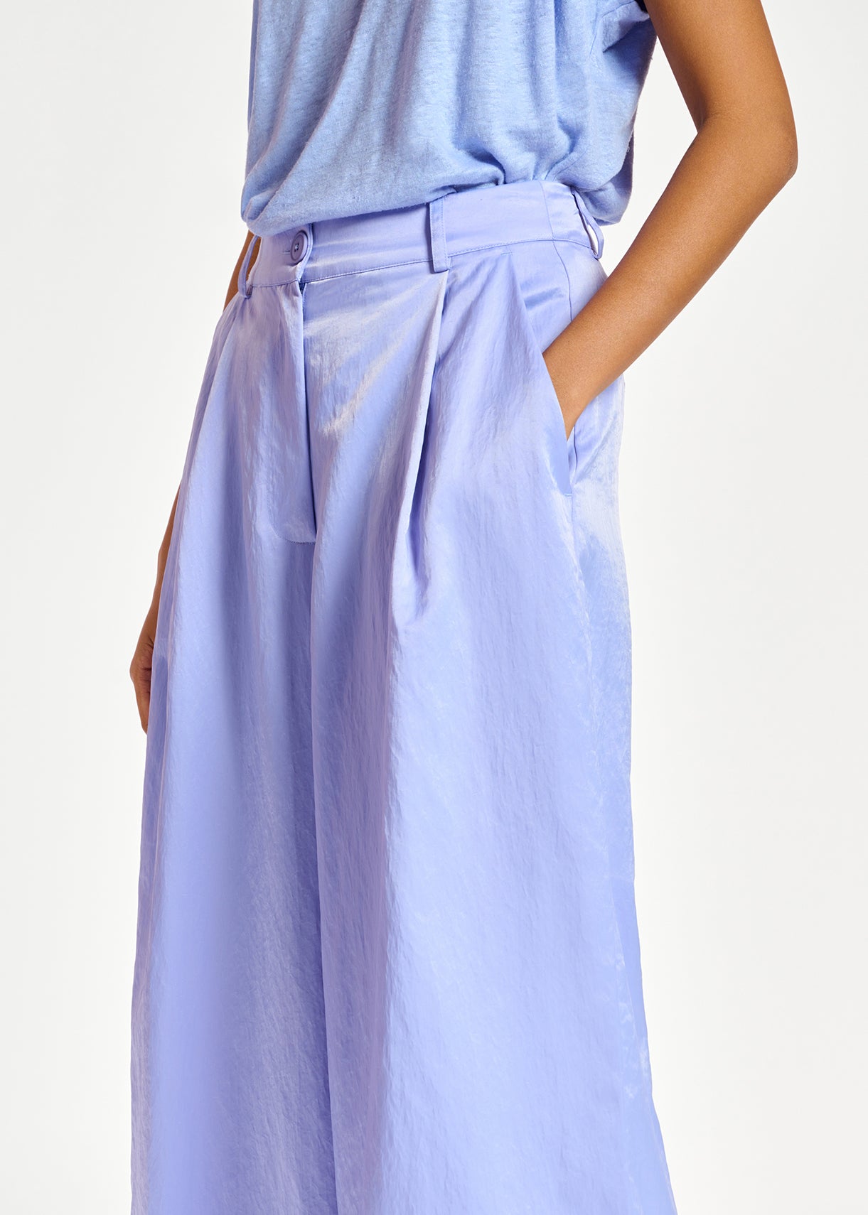 Blue wide-leg satin pants RE—SSENTIEL | Essentiel second hand