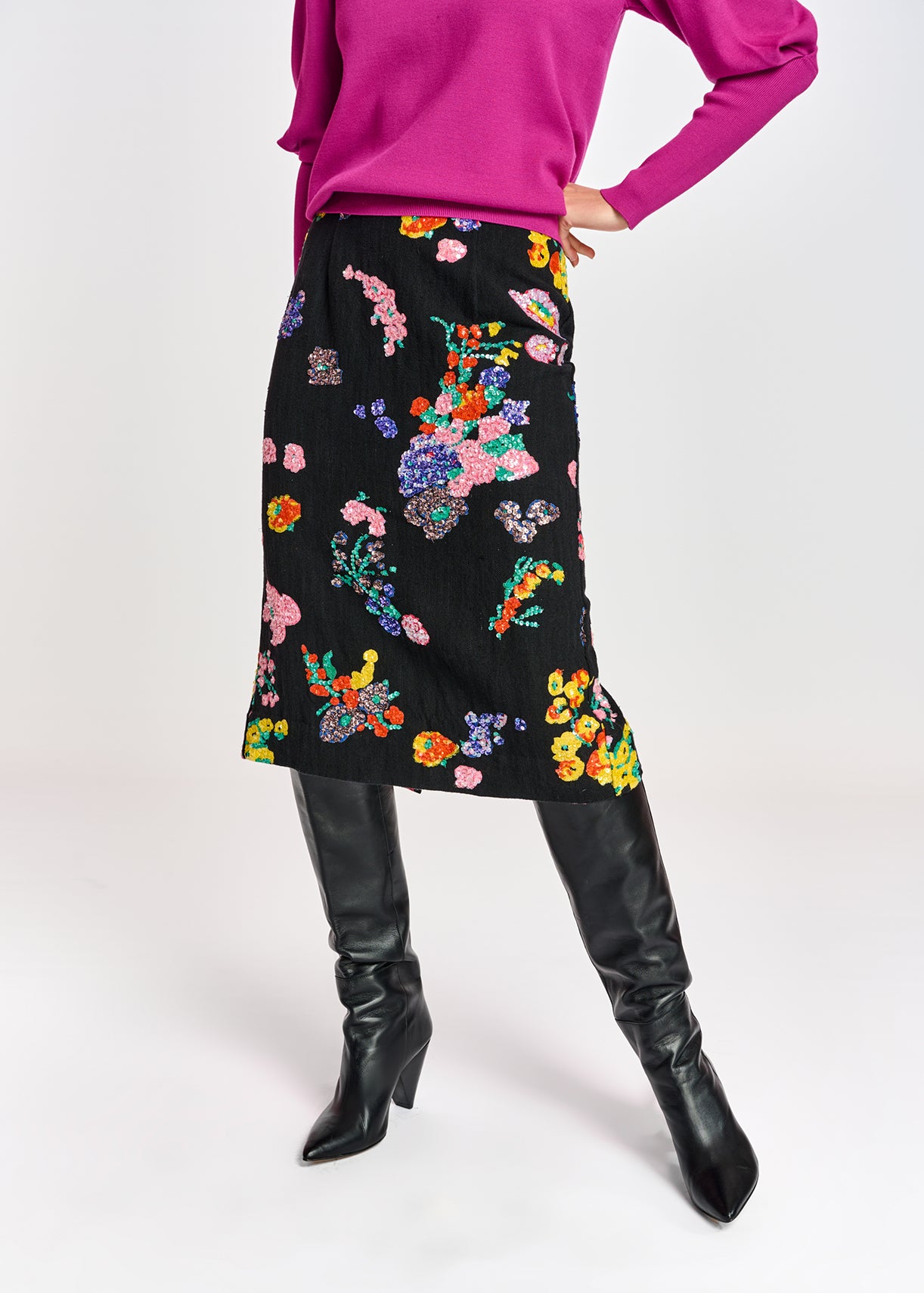 Jupe fourreau noire à  paillettes RE—SSENTIEL | Essentiel second hand