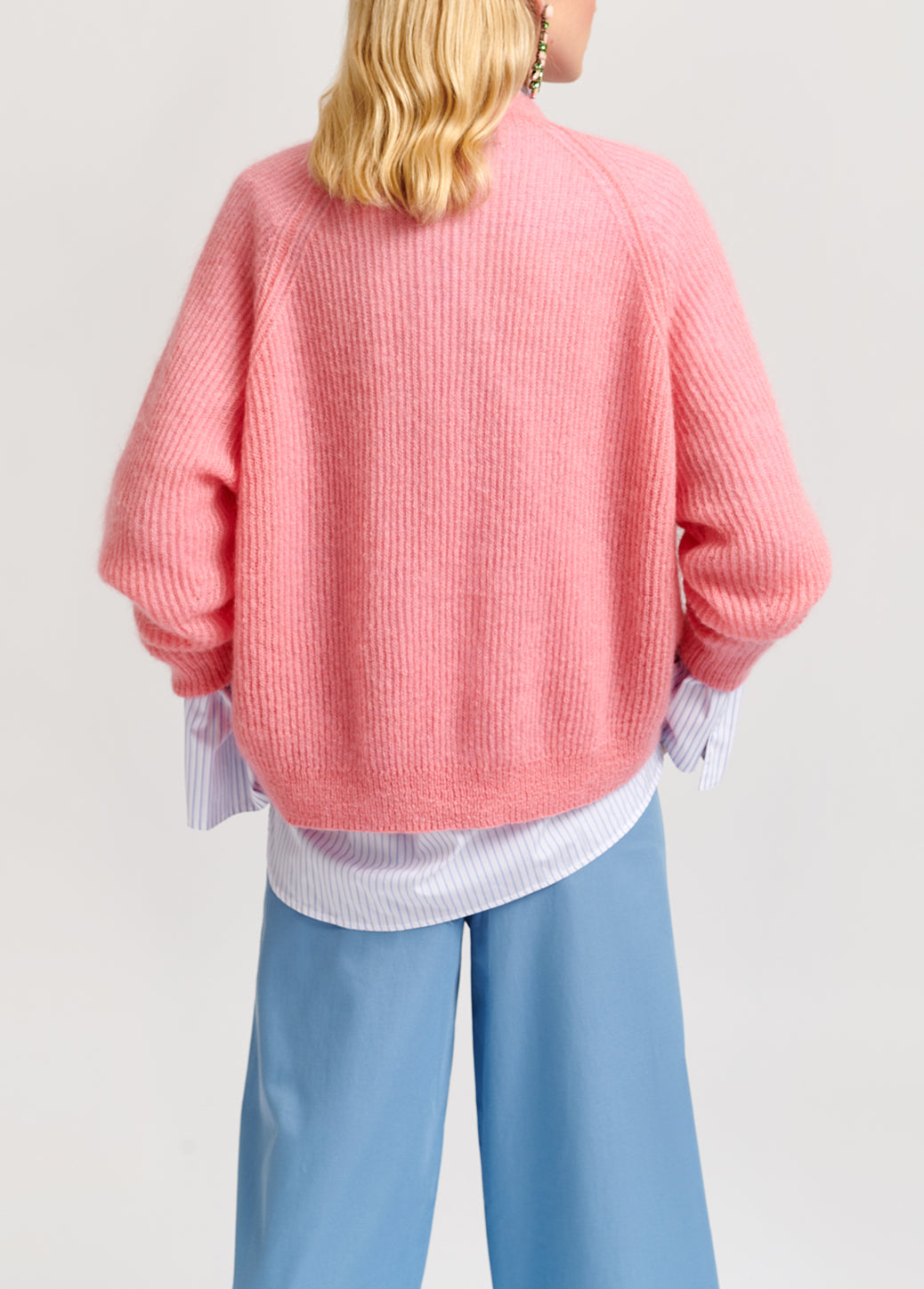 Cardigan rose côtelé en mohair mélangé RE—SSENTIEL | Essentiel second hand