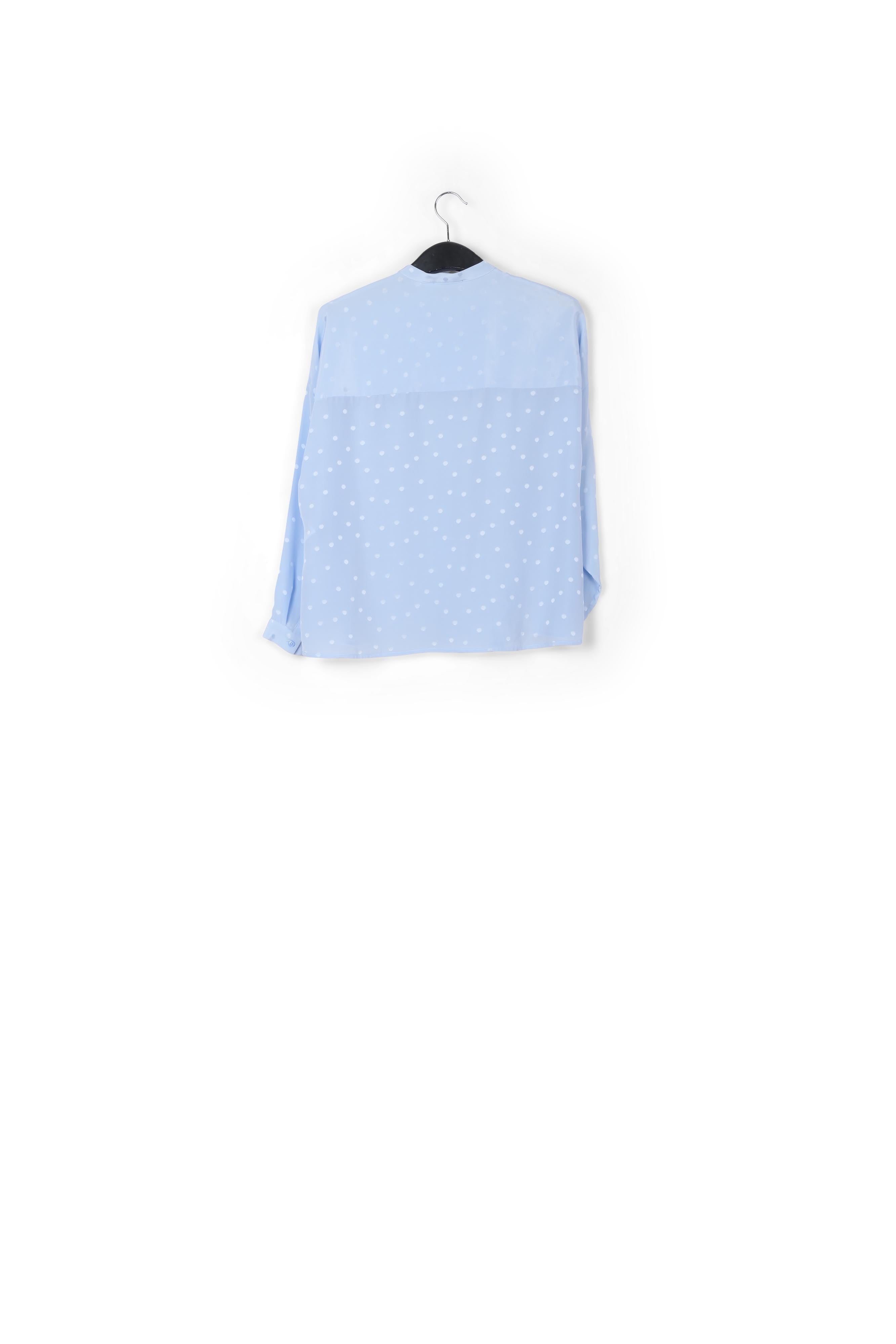 Blouse bleu pâle en soie à pois RE—SSENTIEL | Essentiel second hand