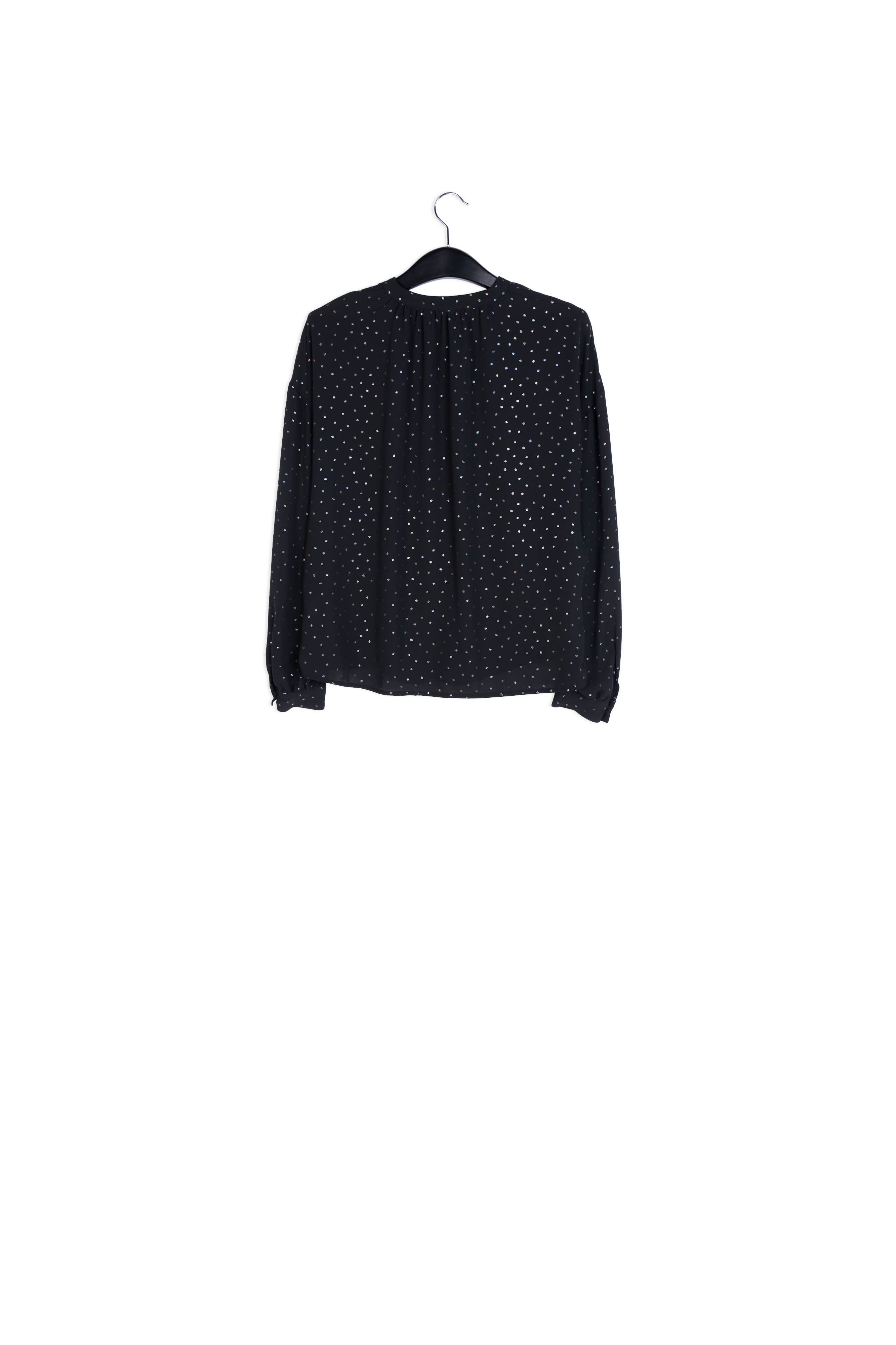 Black buttoned blouse with holographic polka dots RE—SSENTIEL | Essentiel second hand