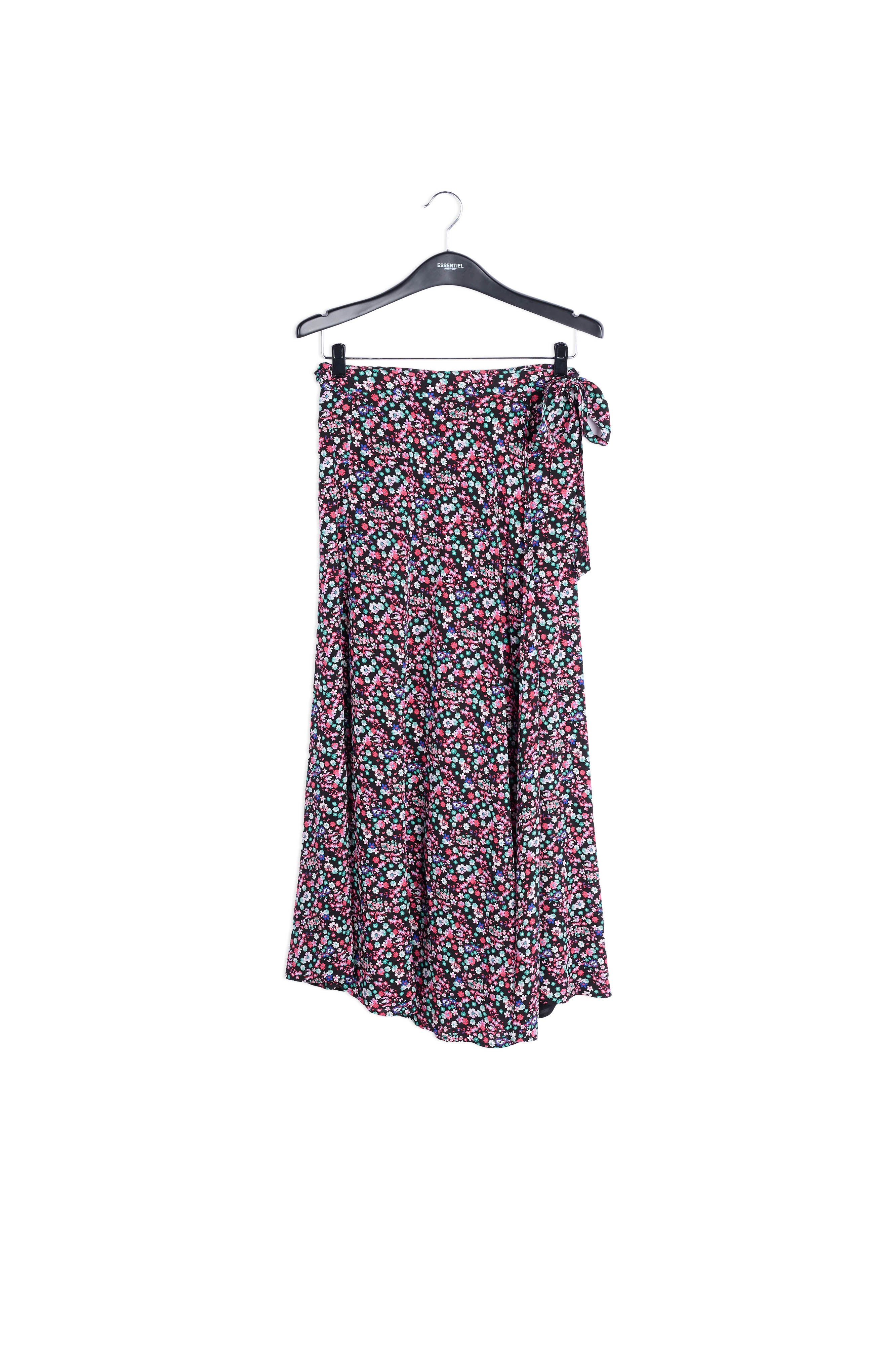 Jupe maxi noire cache-cœur à imprimé floral RE—SSENTIEL | Essentiel second hand